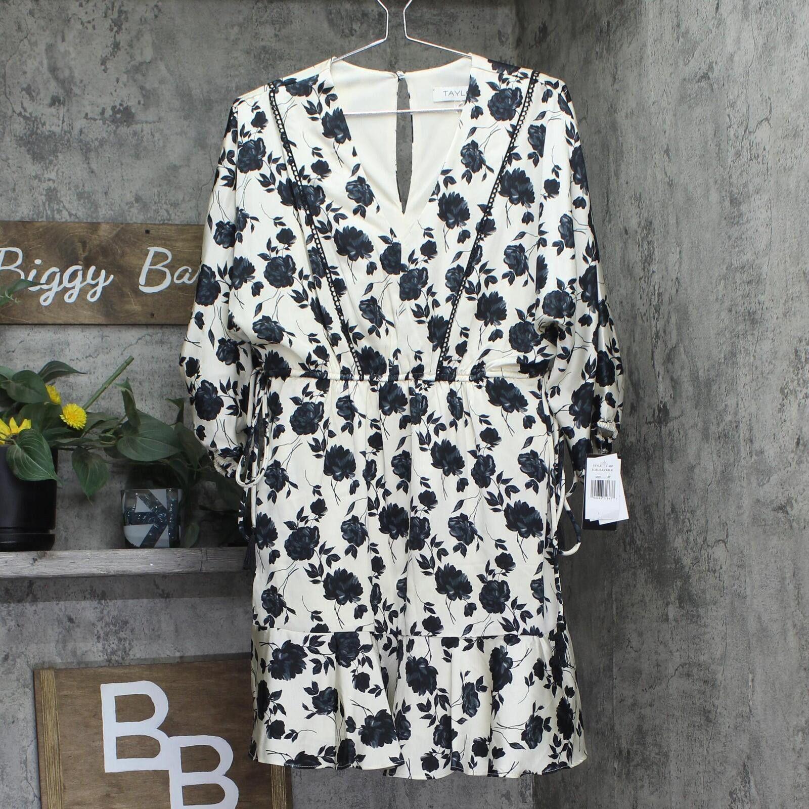 Ann Taylor Nwt Taylor Ruffled-hem Dress 4160p Ecru Black Multi 8p Size M / US 6-8 / IT 42-44 - 1 Thumbnail
