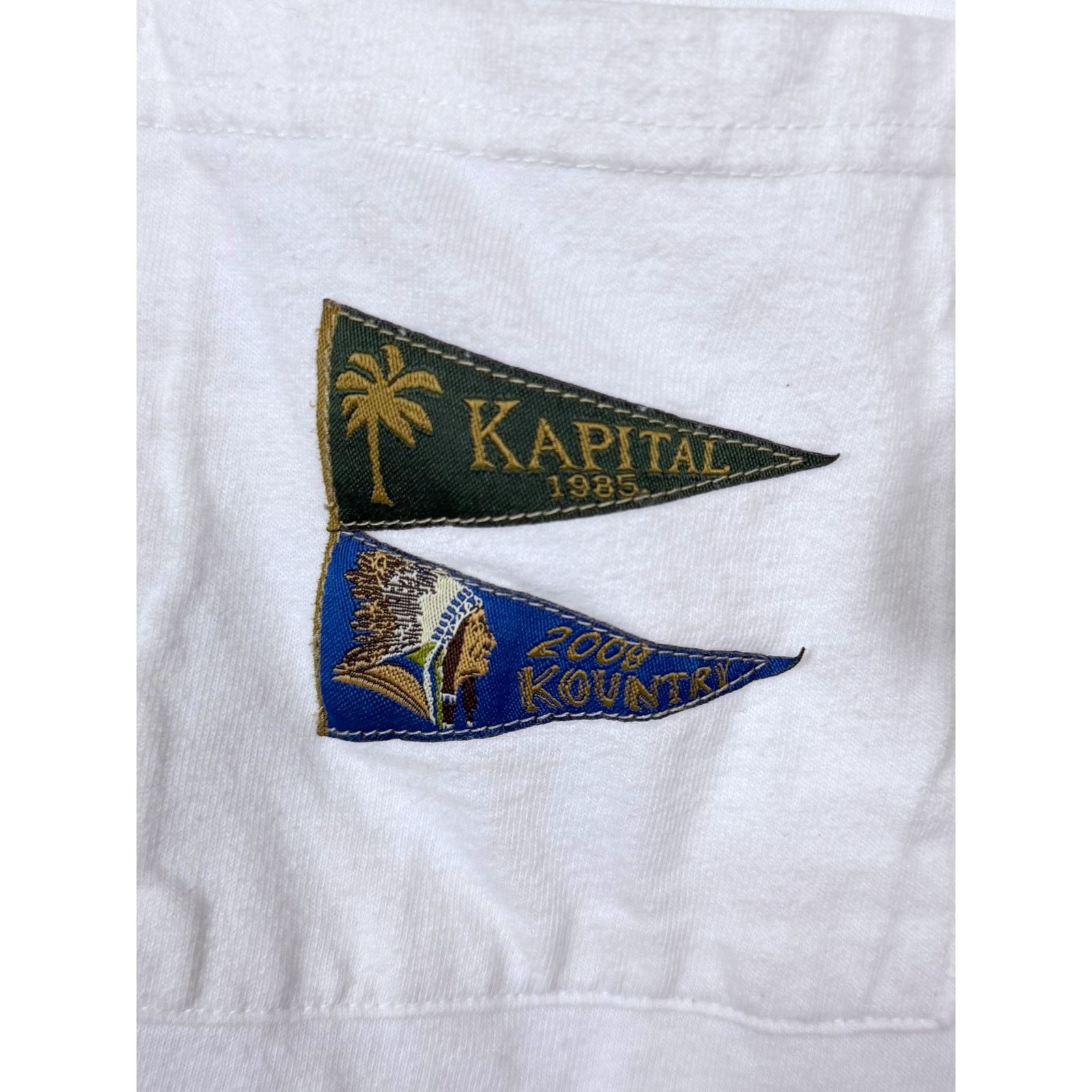 Kapital Kapital Pennant Embroidered White Boxy Pocket T-Shirt Japan Size US M / EU 48-50 / 2 - 2 Thumbnail