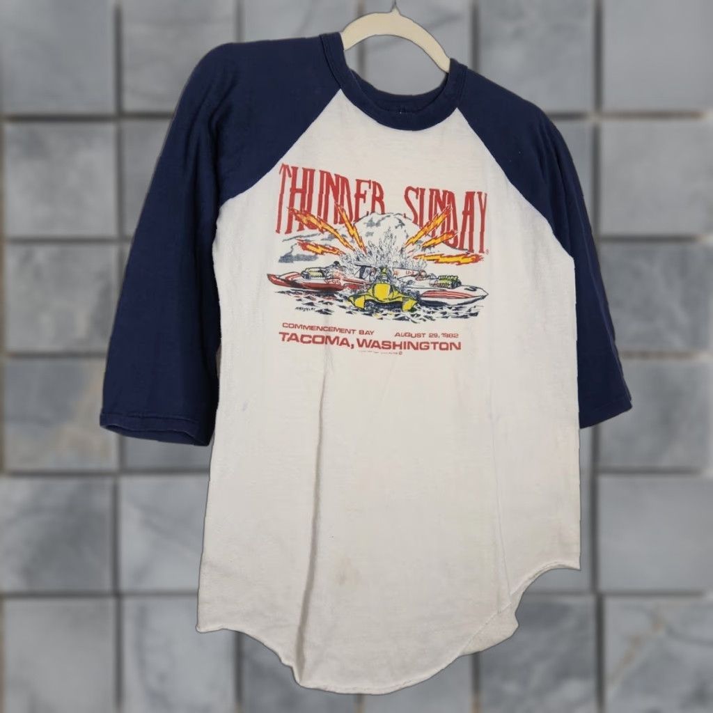 Glanshirt VINTAGE Thunder Sunday Boat Racing Raglan Shirt Size US M / EU 48-50 / 2 - 1 Thumbnail