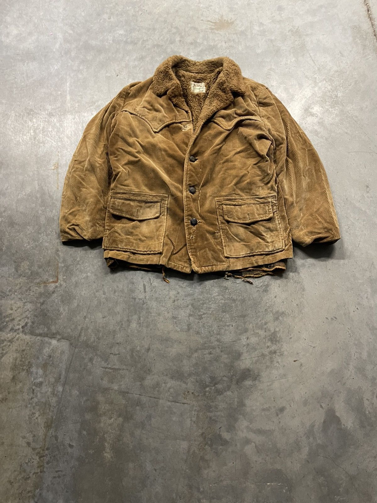 image of Vintage 60S Thrashed H Bar C Corduroy Western Jacket in Tan, Men's (Size XL)