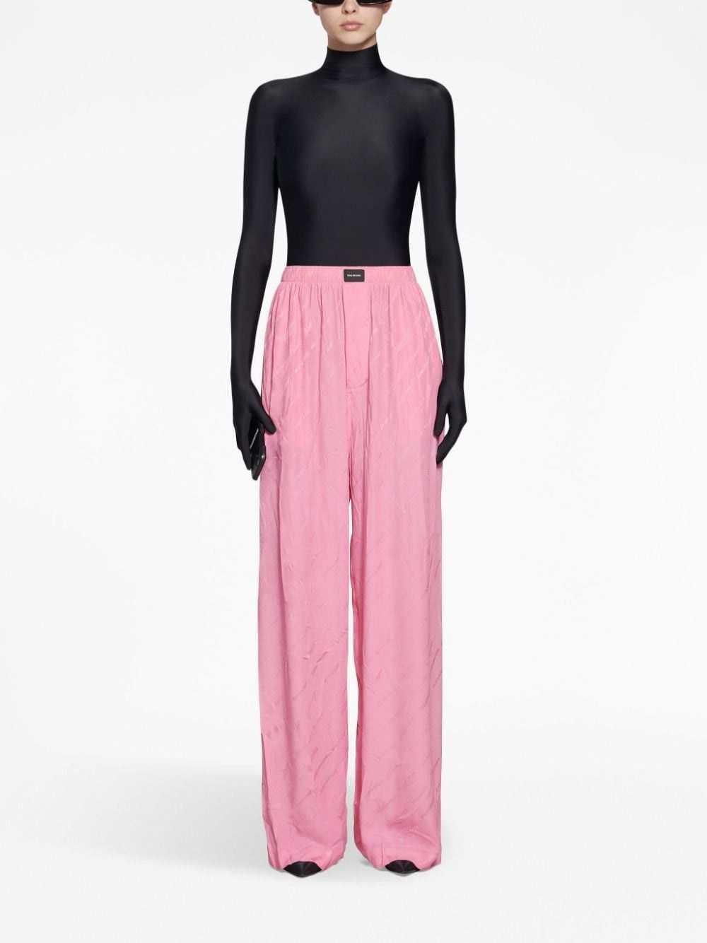 Balenciaga o1bcso1str0525 Logomania All Over Pyjama Trouser in Pink Size 27" / US 4 / IT 40 - 2 Thumbnail