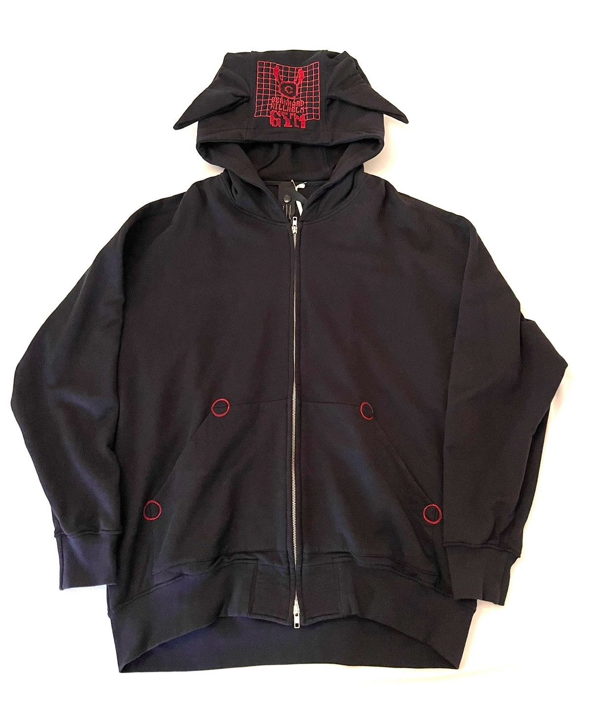 Bernhard Willhelm パーカー S Archive アーカイブ Bernhard Willhelm RARE Bernhard Willhelm GYM Black Pig Ears Zip-up
