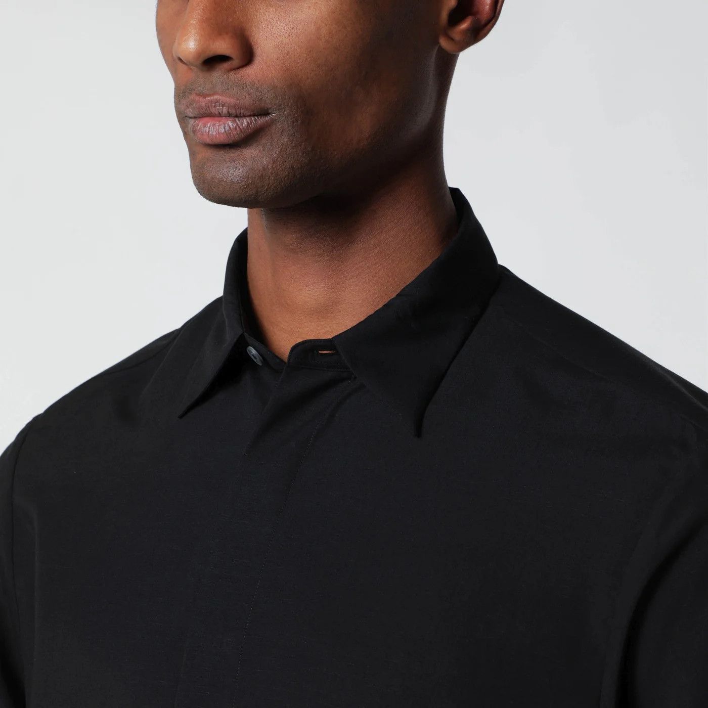 Lardini o1d2blof0526 Linen-blend Shirt in Black Size US M / EU 48-50 / 2 - 3 Thumbnail