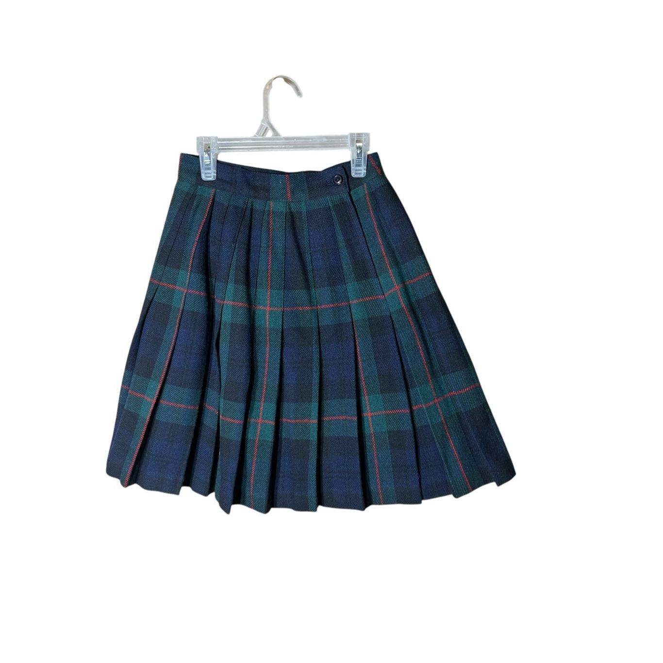 Other Vintage Norton Mcnaughton 80s Green Wool Blend Pleated Skirt Size 4P Size 27" / US 4 / IT 40 - 5 Thumbnail