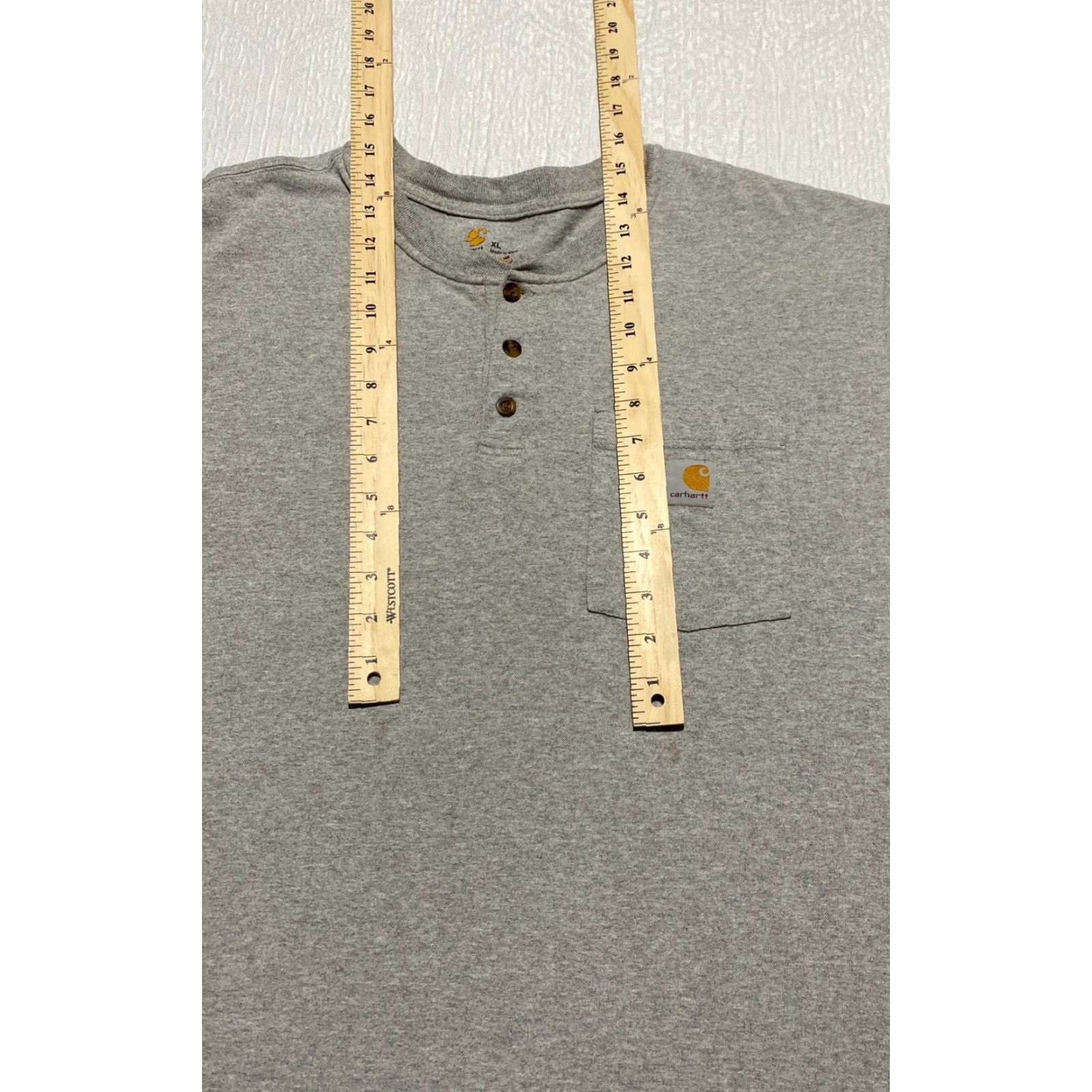 Carhartt VINTAGE Carhartt Shirt Mens XL Gray Loose Fit Heavyweight Long Sleeve Pocket Henley K128 Size US XL / EU 56 / 4 - 2 Thumbnail
