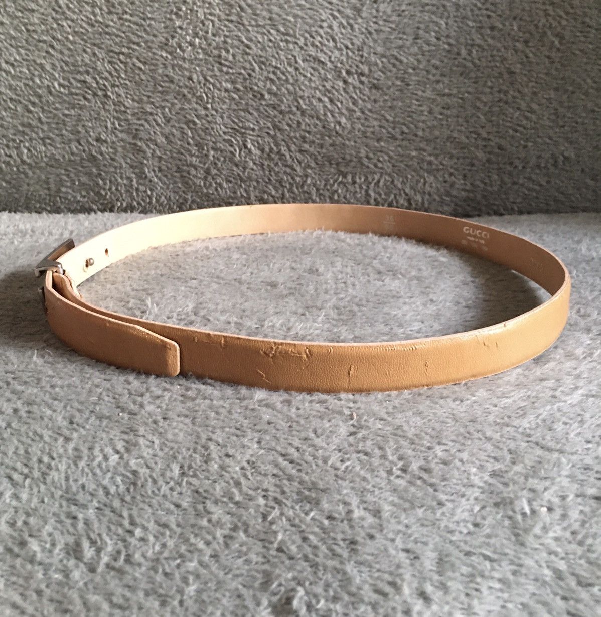 Gucci Gucci Belt Leather Beige G Logo Buckle Vintage Sz 36/90 Size ONE SIZE - 6 Thumbnail