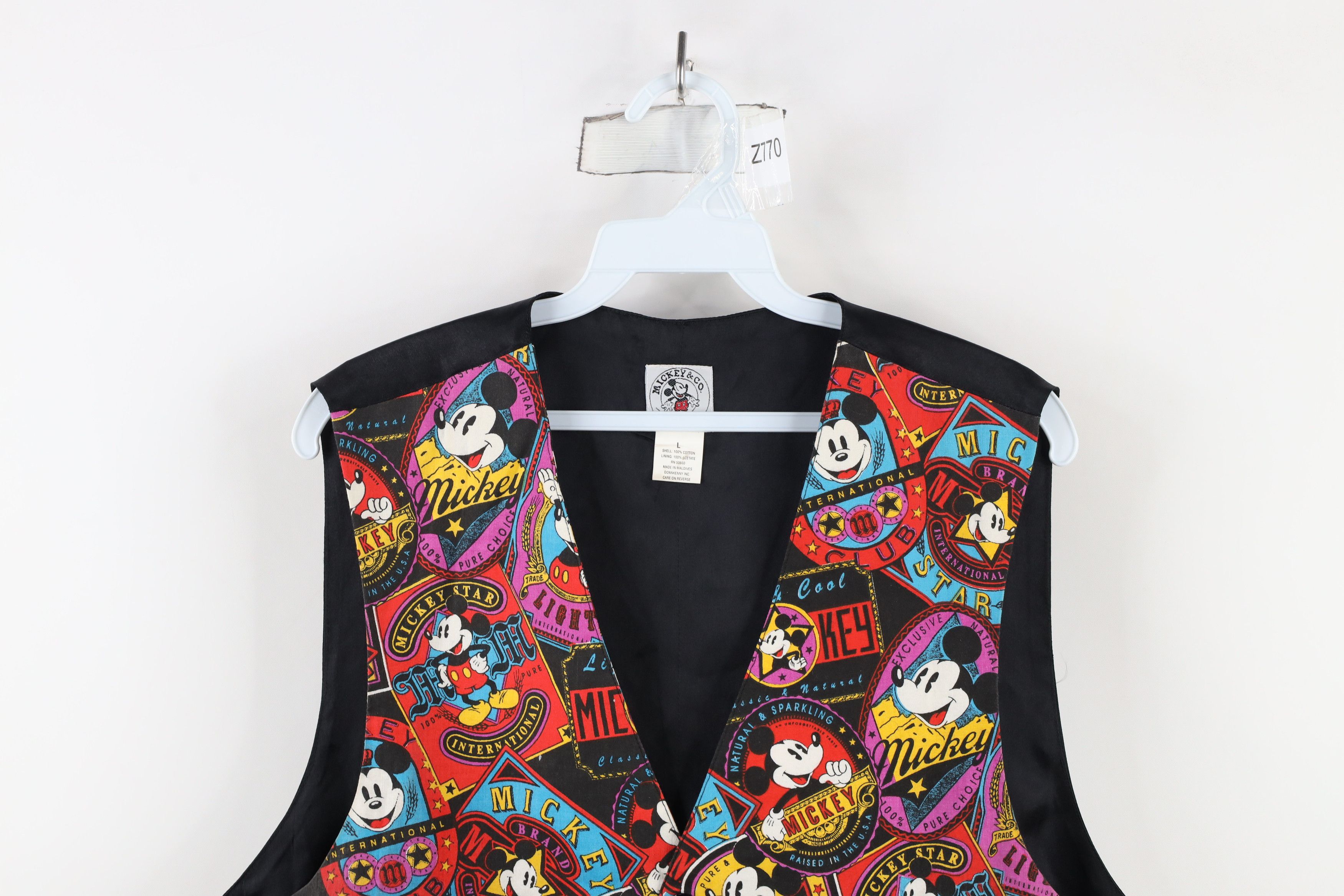 Disney × Vintage Vintage 90s Disney Mickey Mouse All Button Vest Jacket Size US L / EU 52-54 / 3 - 2 Thumbnail