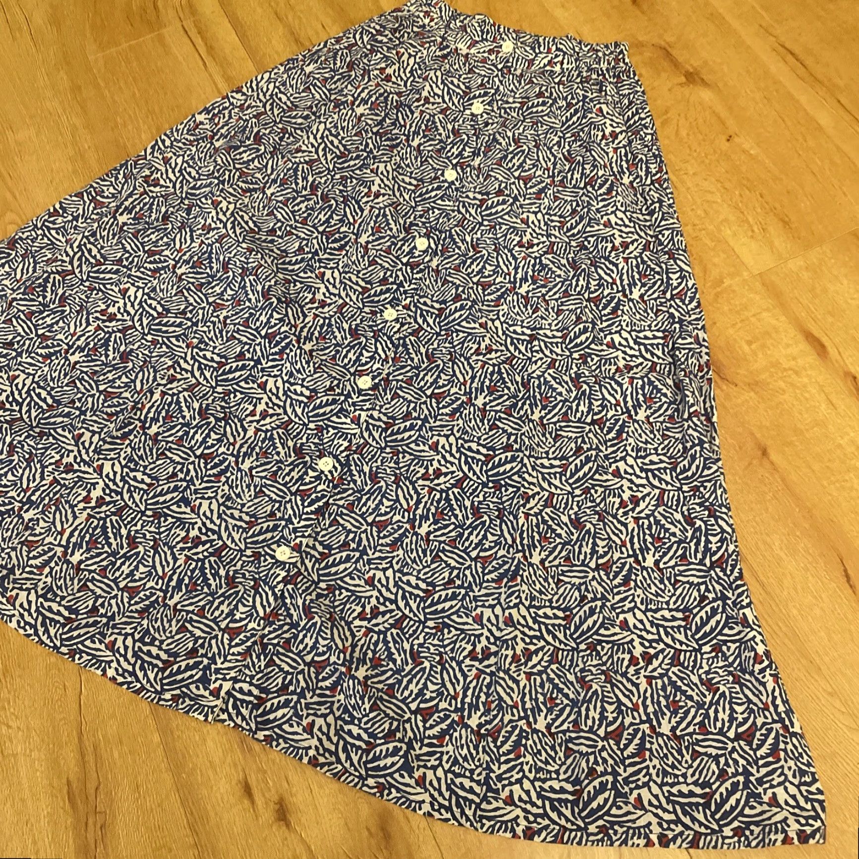 Vintage VINTAGE Taraliya Skirt Maxi Bohemian Floral Pockets Cotton Blue S Women Size 28" / US 6 / IT 42 - 3 Thumbnail