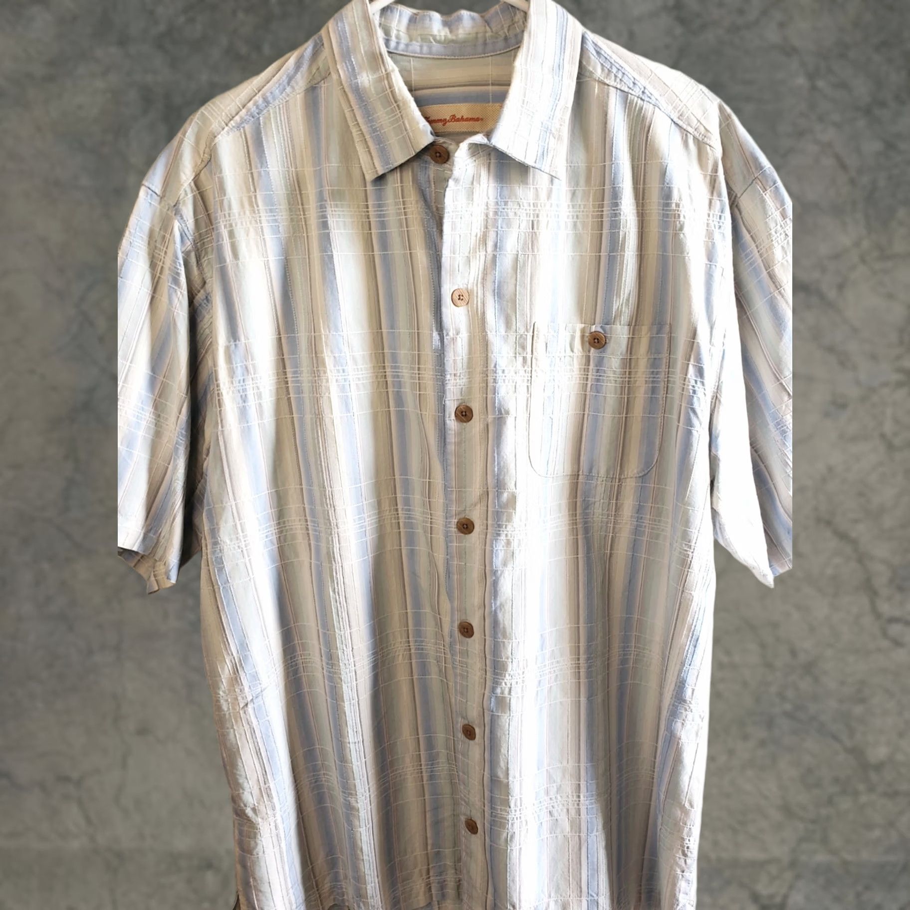 Tommy Bahama Tommy Bahama Shirt Button-Up Striped Adult Large Pink Multicolor Silk Blend Mens Casual Classic Beach Hawaiian Size US L / EU 52-54 / 3 - 1 Thumbnail