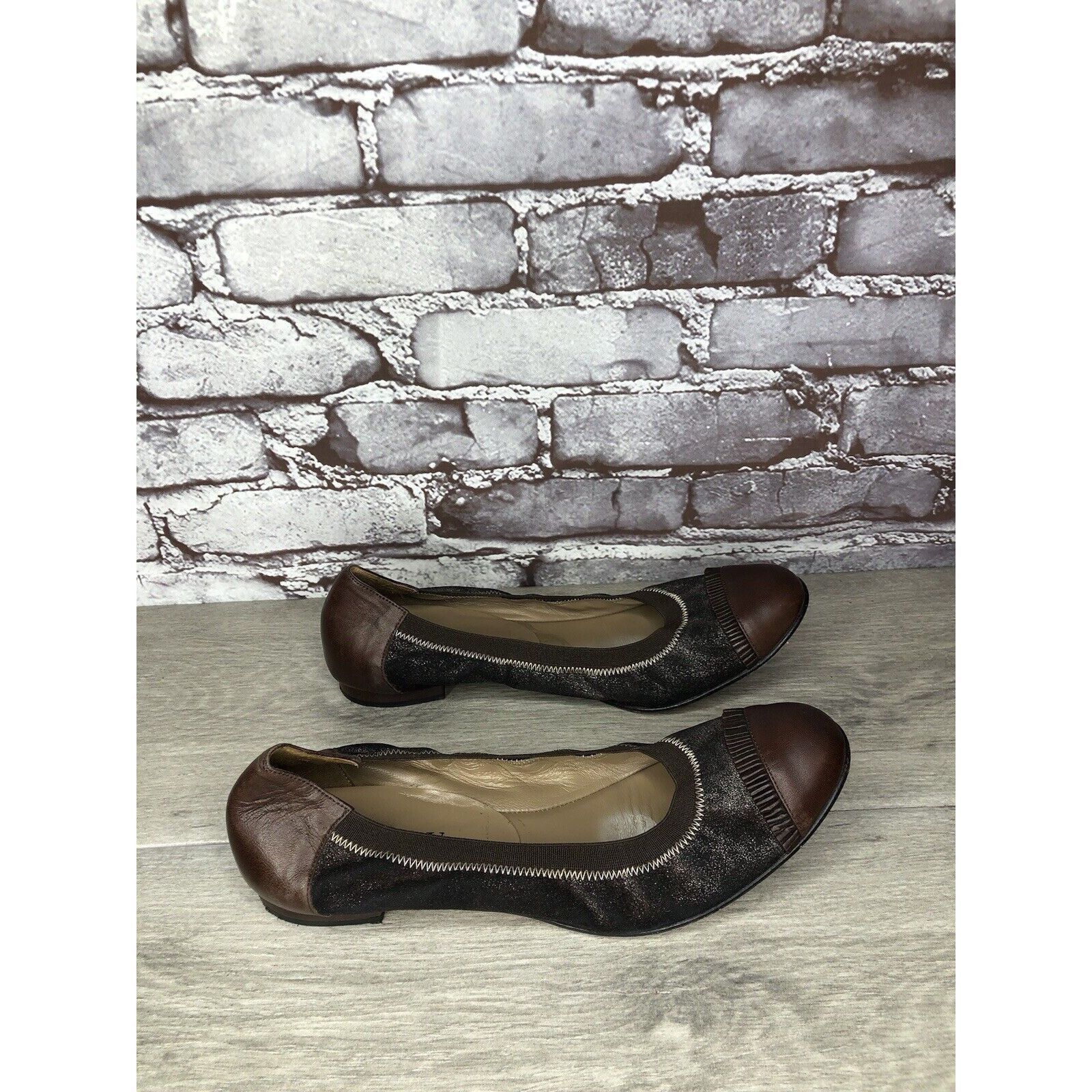 Other Anyi Lu Cate Brown Metallic Flecked Suede Leather Cap Toe Ba Size US 10 / IT 40 - 17 Thumbnail
