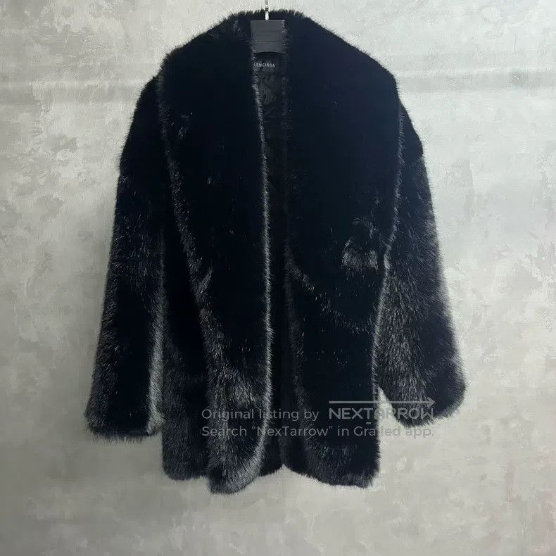 Balenciaga Black Solid Fur Jacket