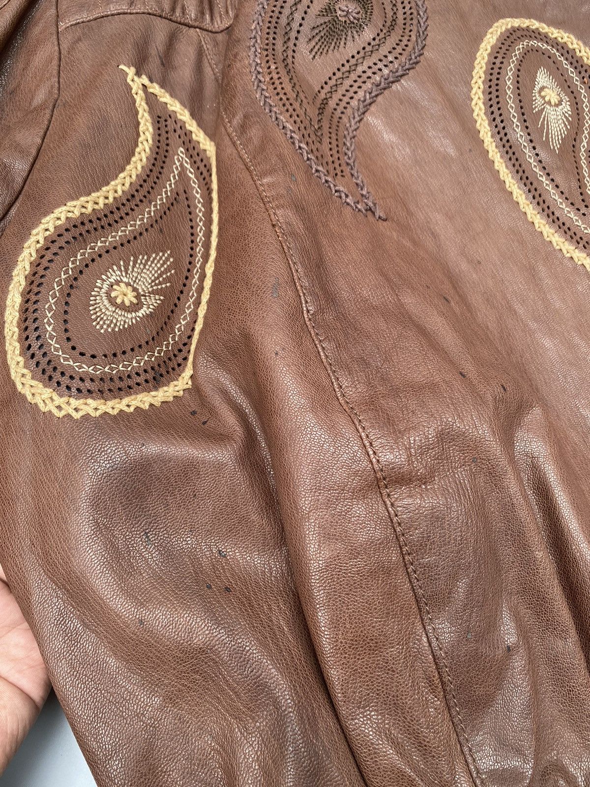 Al Wissam Al- Wissam- Indian Heritage Mango Pattern Leather Jacket Size US XXL / EU 58 / 5 - 15 Thumbnail