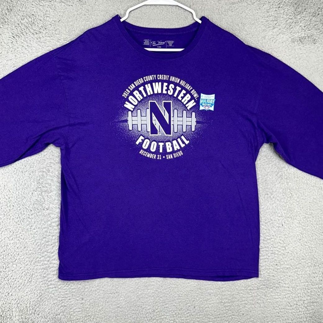 Vintage Northwestern Wildcats Football T-Shirt Men XL Purple Long Sleeve Tee The Victory Size US XL / EU 56 / 4 - 2 Thumbnail