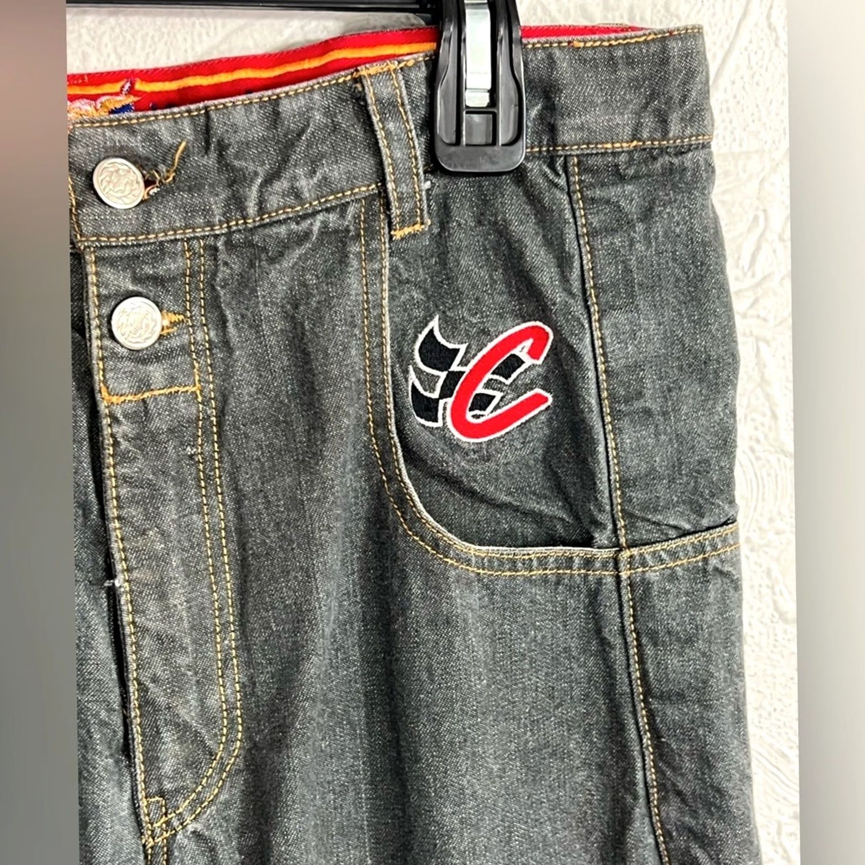 JH Design JH Racing Collection Y2M Denim Jeans Wide-Leg 34x33 Black Mens Regular Size 34 RARE Size US 34 / EU 50 - 6 Thumbnail