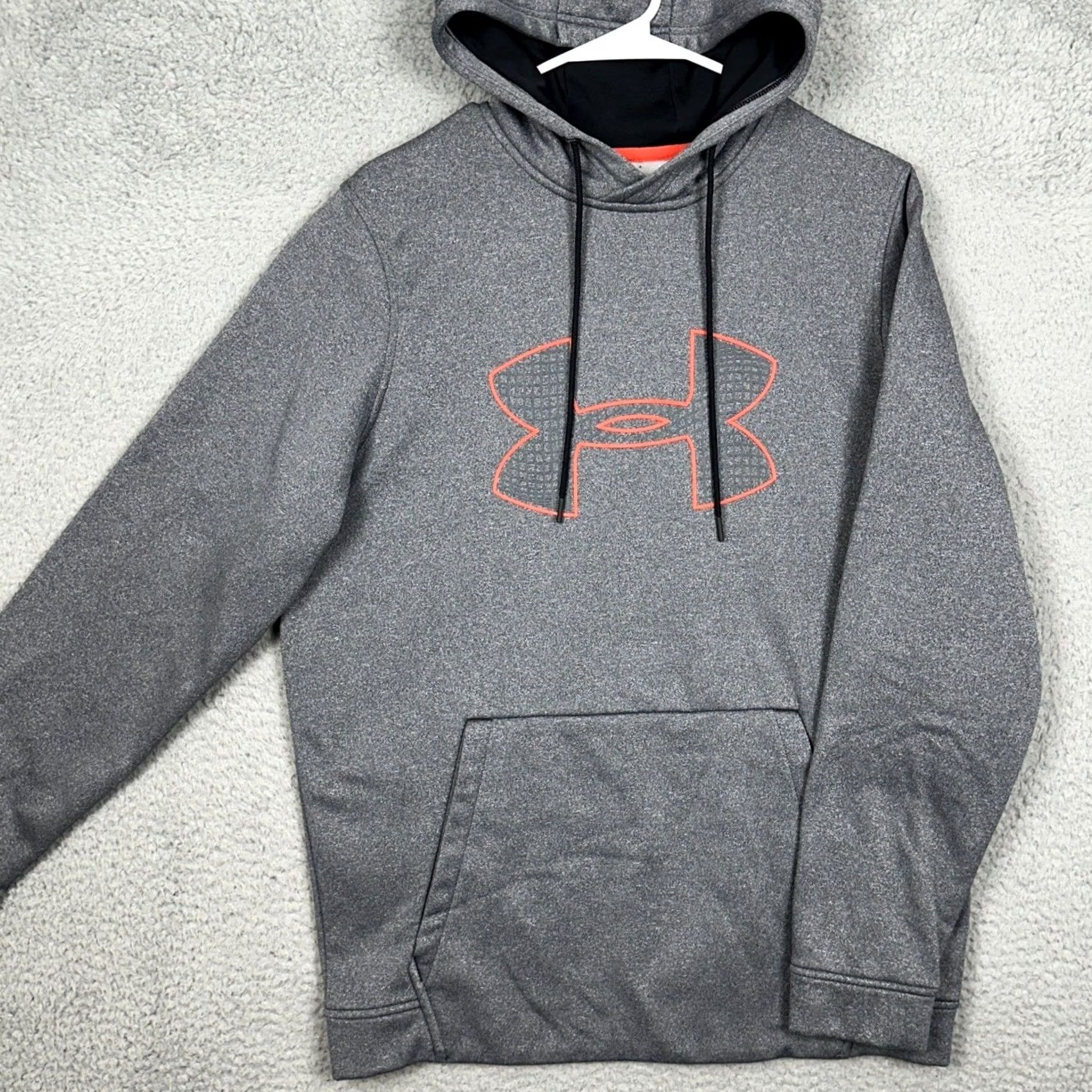 Under Armour Under Armour Hoodie Mens M Grey Orange ColdGear Graphic Logo Pullover Size US M / EU 48-50 / 2 - 2 Thumbnail