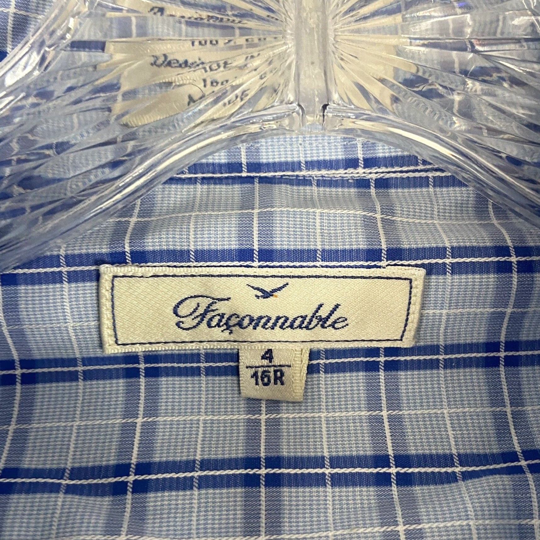 Faconnable VINTAGE Faconnable Blue Plaid Dress Shirt Men’s 16 R Long Sleeve Size 42R - 6 Thumbnail