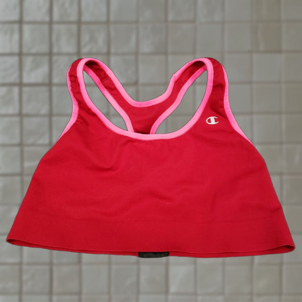 Champion Sports Bra Womens Xs Red Colorblock Racerback Pullover Wireless Activewear