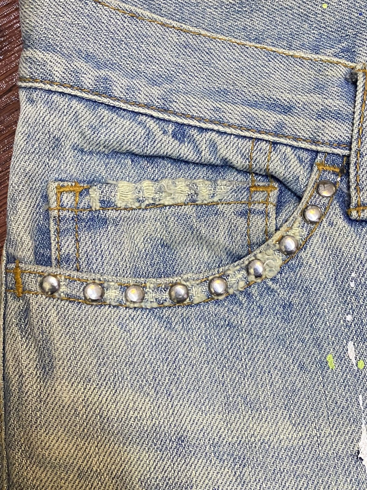 If Six Was Nine Vintage Schlussel Snake Paint Splatter Thrash Flare Jeans Size US 33 - 10 Thumbnail