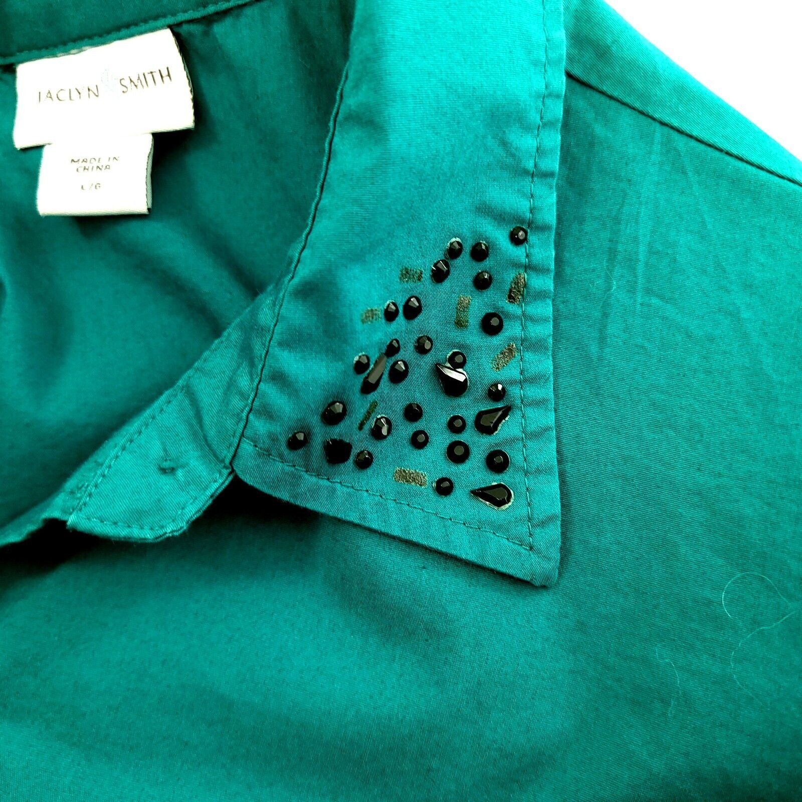 Vintage Jaclyn Smith Green Long Sleeve Buton-Up Collared Dress Shirt Size L / US 10 / IT 46 - 8 Thumbnail