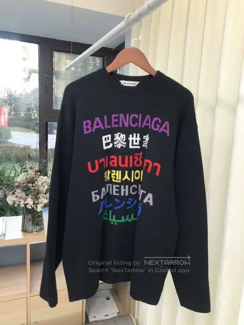 Balenciaga Balenciaga Multilingual Color Logo Collar Knit Sweater, XS Size US XS / EU 42 / 0 - 1 Thumbnail