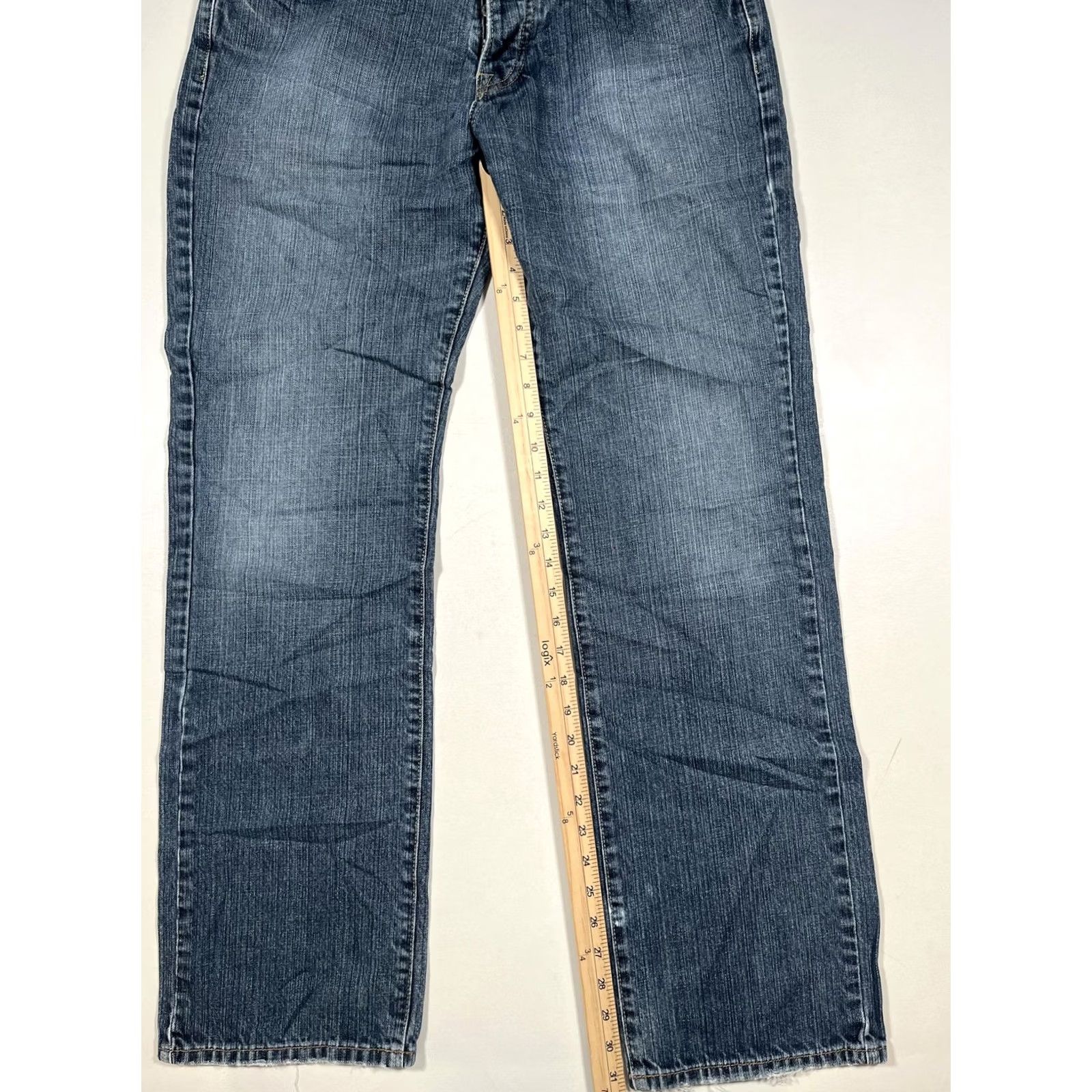 Lucky Brand Lucky Brand 221 Slim Straight Jeans Mens 34 Blue Medium Wash Denim Distressed Pockets Logo 221 Slim Straight-R Zip Fly Size US 34 / EU 50 - 6 Thumbnail