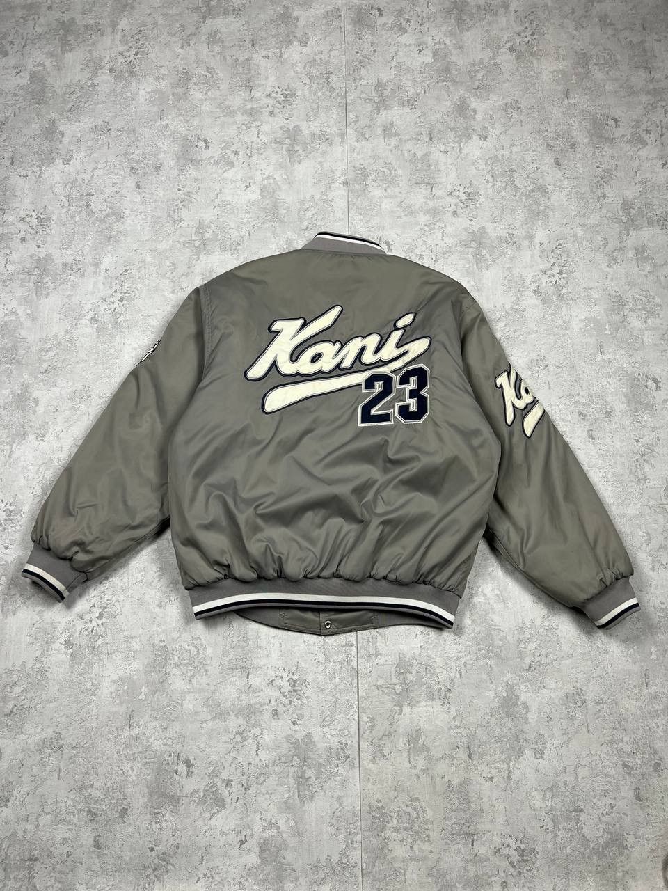 image of Karl Kani Iconic Bomber Jacket 23 Brooklyn in Grey, Men's (Size Large)