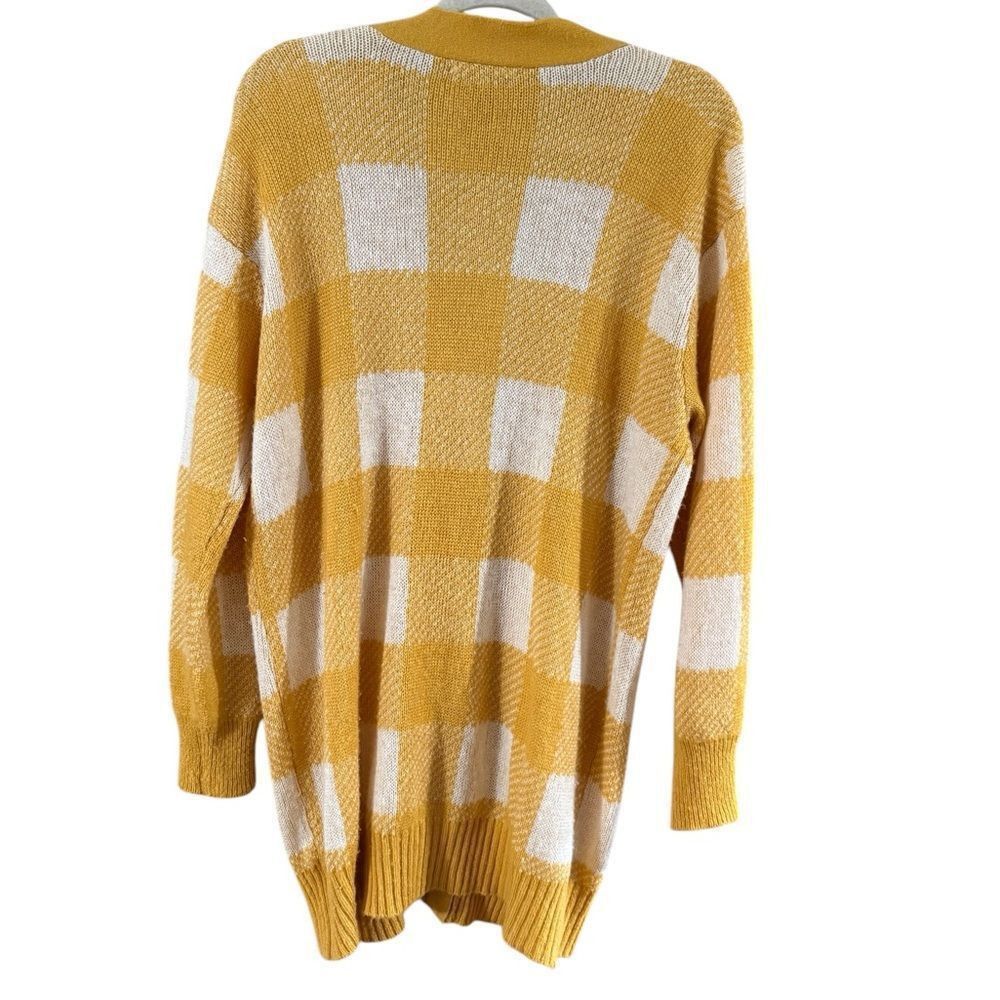 Other Yellow and Cream Checkered Long Cardigan Sweater Size L / US 10 / IT 46 - 3 Thumbnail