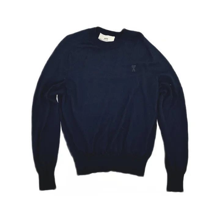AMI AMIPARIS Navy Heart Embroidered Crewneck Sweater -2507 Size US L / EU 52-54 / 3 - 2 Thumbnail