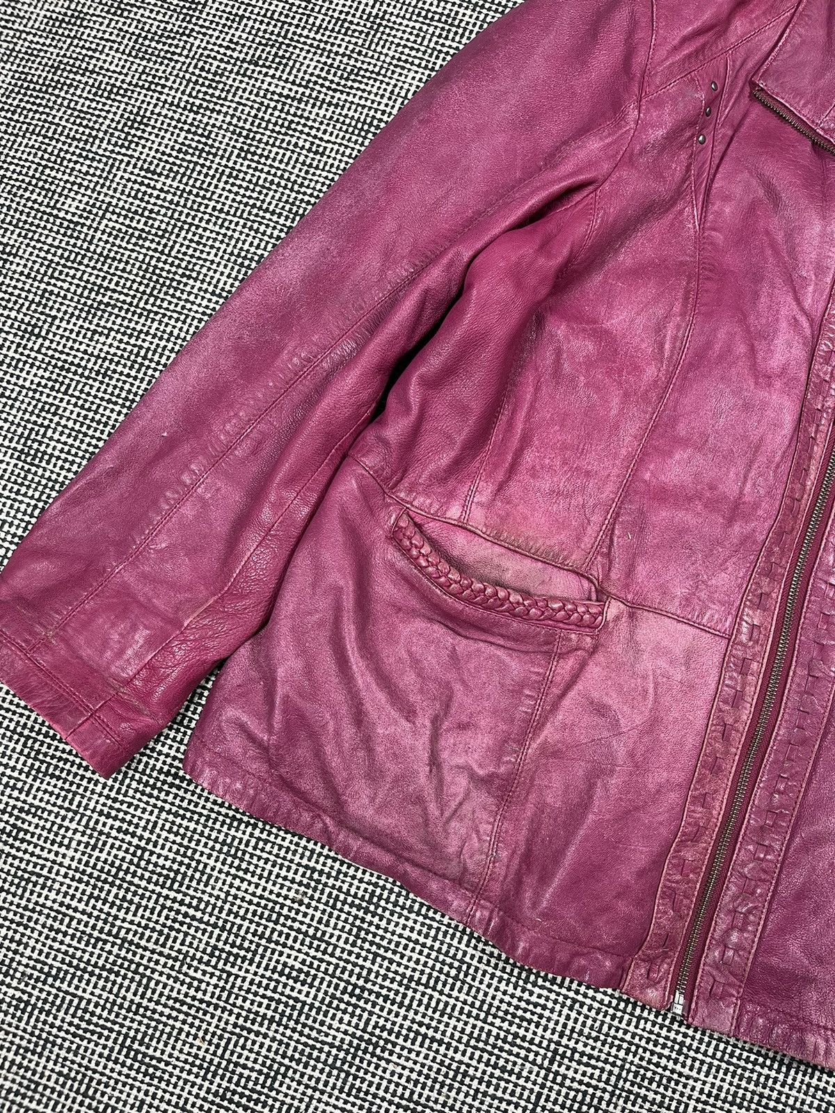 Genuine Leather Distressed vintage oversized cropped pink leather jacket Size US XL / EU 56 / 4 - 6 Thumbnail