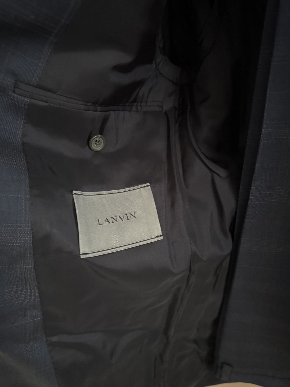 Lanvin Lanvin Men’s Size 36R / 46 IT Navy Subtle Plaid 2-Piece Suit Size 36R - 6 Thumbnail