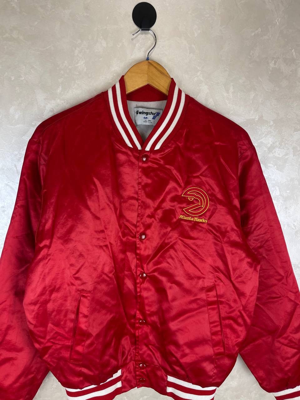 Swingster Vintage Atlanta Hawks Satin Jacket USA Made Size M Swings Size US M / EU 48-50 / 2 - 2 Thumbnail