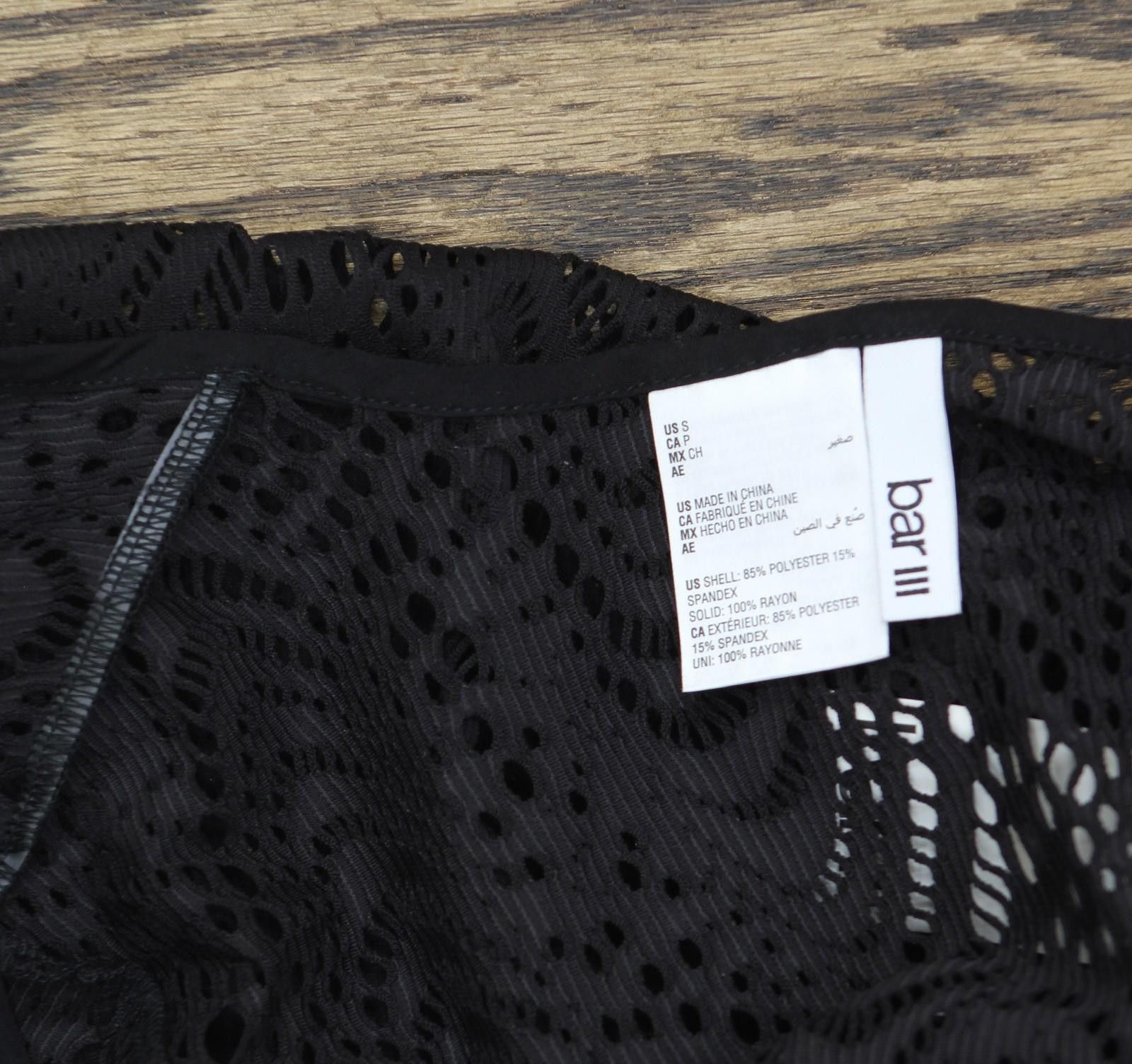 Bar III Nwt Bar Iii Crochet Plunge-neck Cover Up Mbgc25837 Black S Size ONE SIZE - 5 Thumbnail