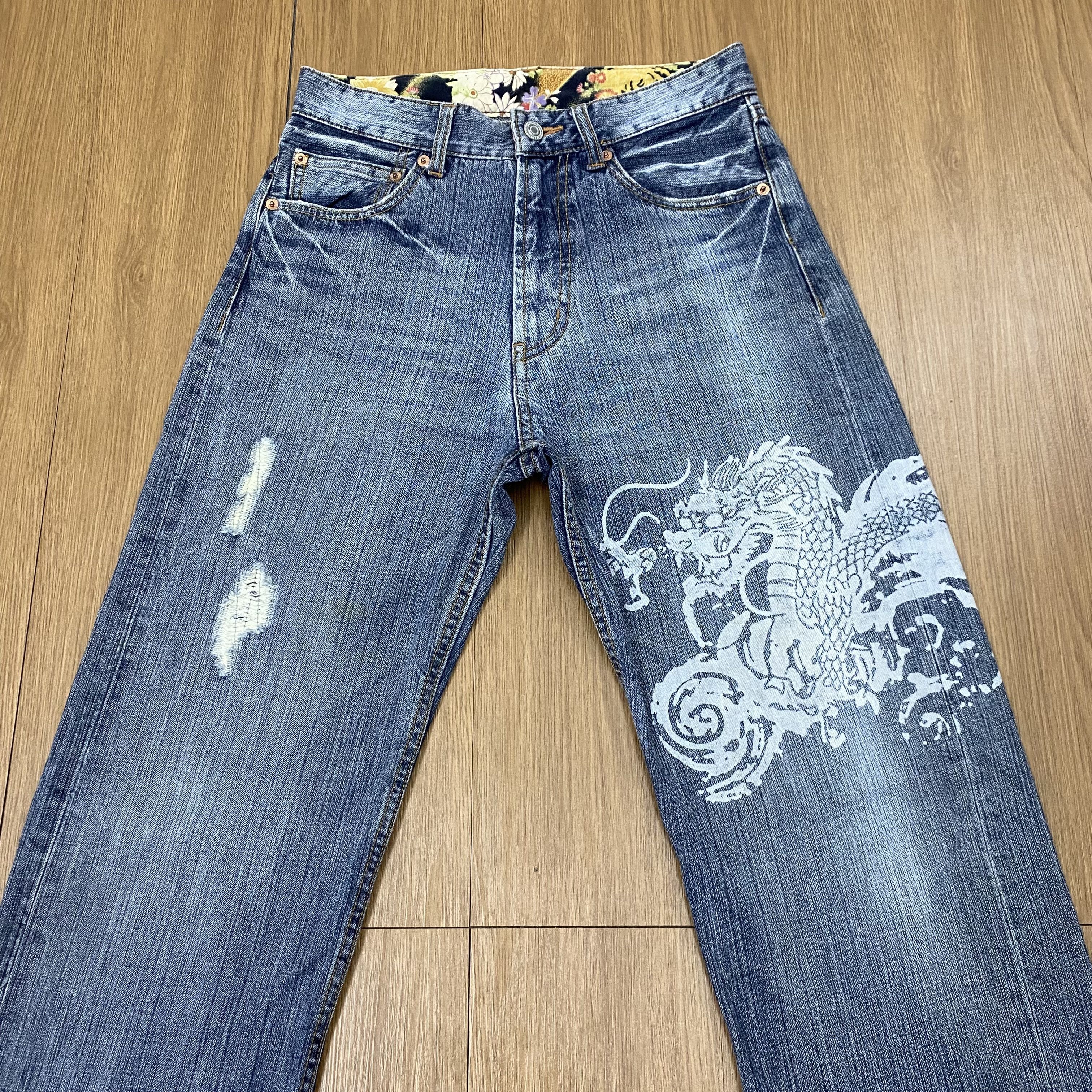 Japanese Brand × Vintage Vintage Dragon Printed Jeans Denim Pants Size US 28 / EU 44 - 3 Thumbnail