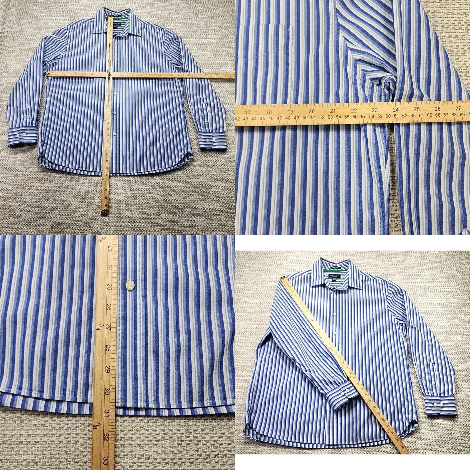 American Eagle Outfitters AEO Blue Issue Button Up Shirt Mens XL Long Sleeve Striped Casual Button-Up Size US XL / EU 56 / 4 - 8 Thumbnail