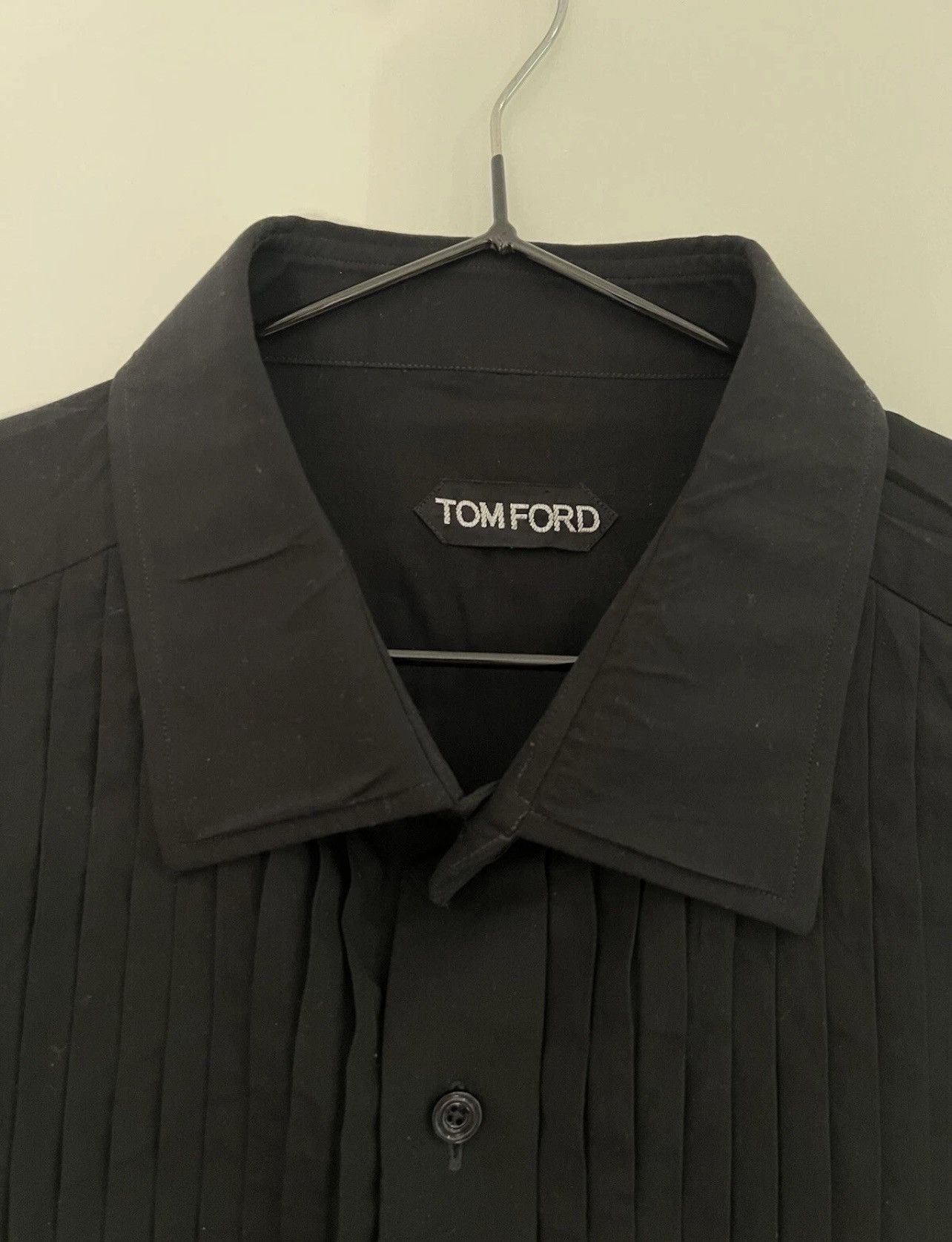Tom Ford TOM FORD Black Dress tuxedo Shirt 17/5 44 Silk Lyocell Size US L / EU 52-54 / 3 - 3 Thumbnail