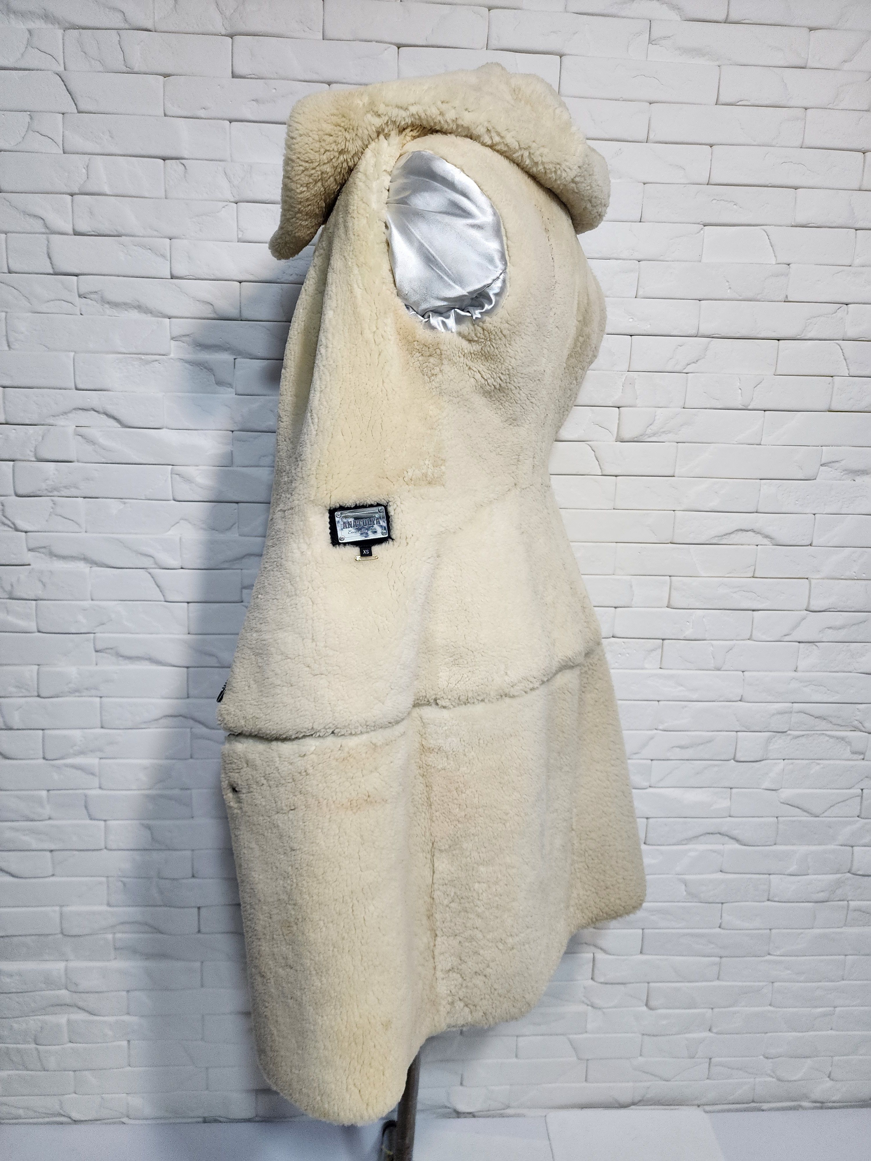 Genuine Leather Hooded Black Sheepskin Coat: Detachable Bottom Jacket Size XS / US 0-2 / IT 36-38 - 10 Thumbnail