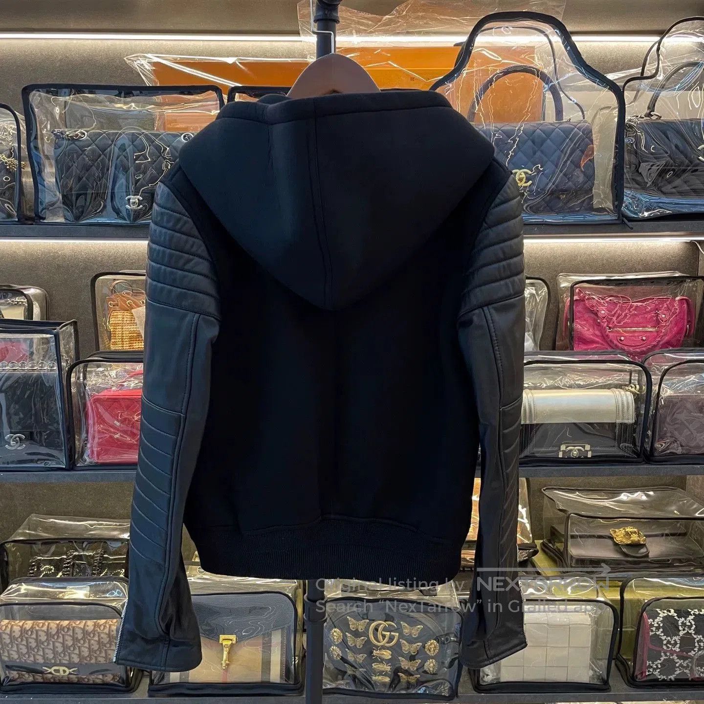 Givenchy GIVENCHY Black Leather Hooded Jacket. Size US M / EU 48-50 / 2 - 2 Thumbnail