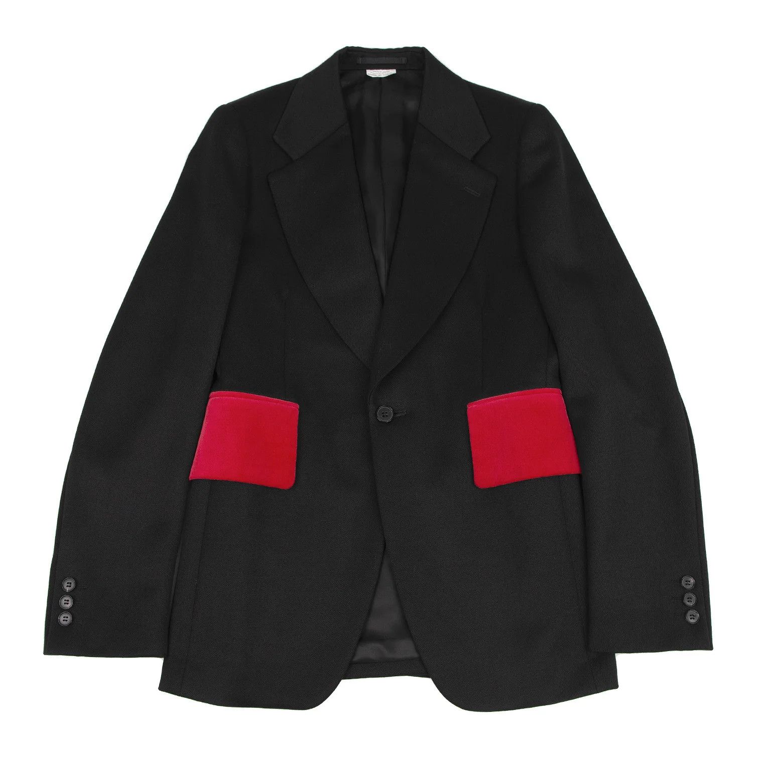 Comme des Garcons Homme Plus Two-tone Wool Flap Pocket Jacket in Black and Red, XS Size US XS / EU 42 / 0 - 1 Thumbnail