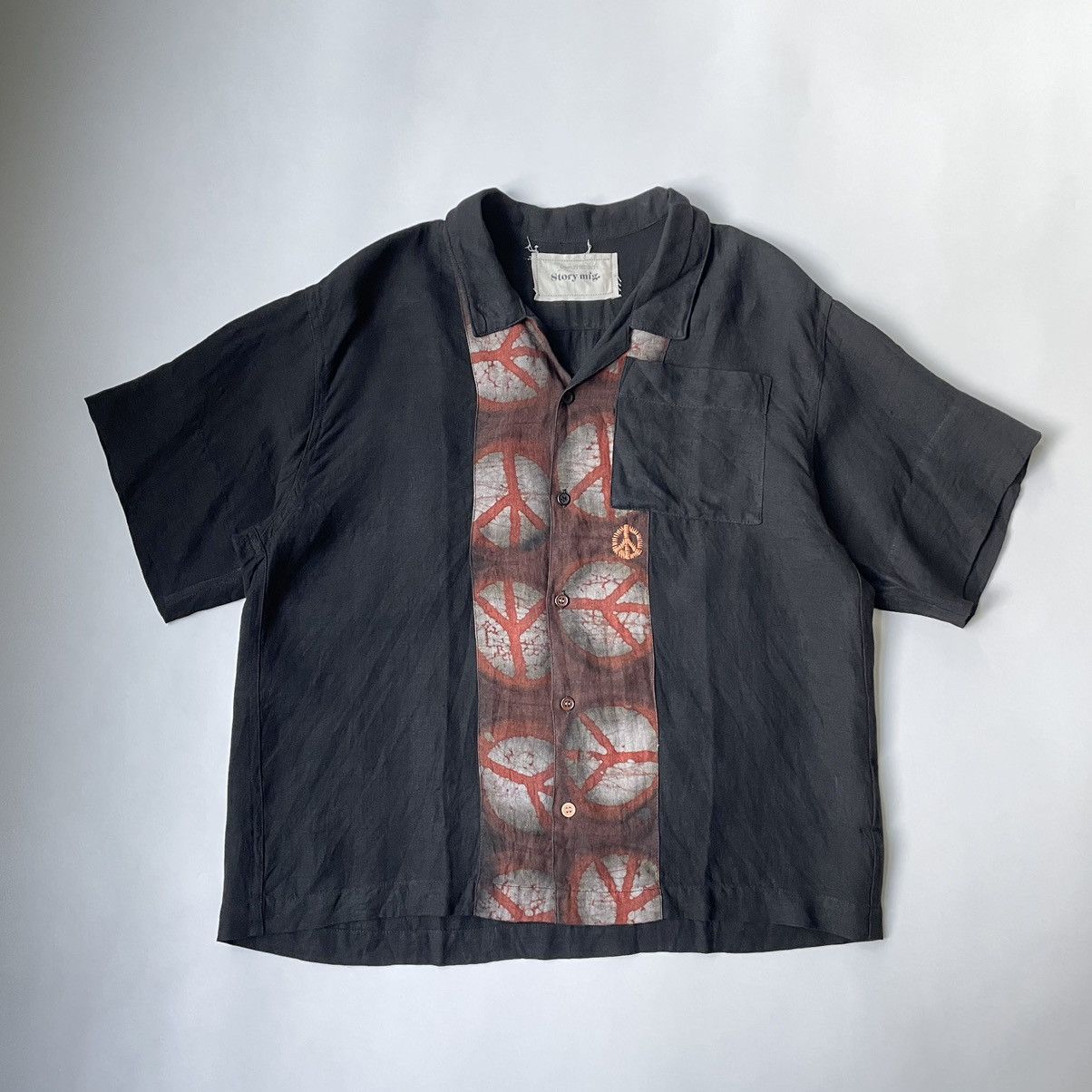 Story Mfg. Black/Orange ‘Peace’ Tie Dye Print Shirt Size US M / EU 48-50 / 2 - 1 Thumbnail