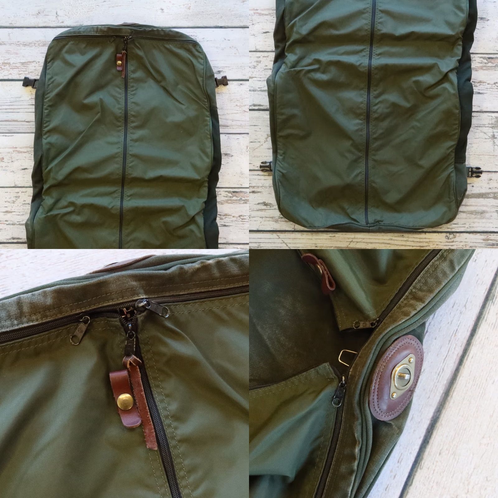 Orvis VINTAGE The Orvis Company Battenkill Garment Bag Leather Green Canvas Garment Bag Mens Green 40" 20" 4" Measurements Size ONE SIZE - 8 Thumbnail