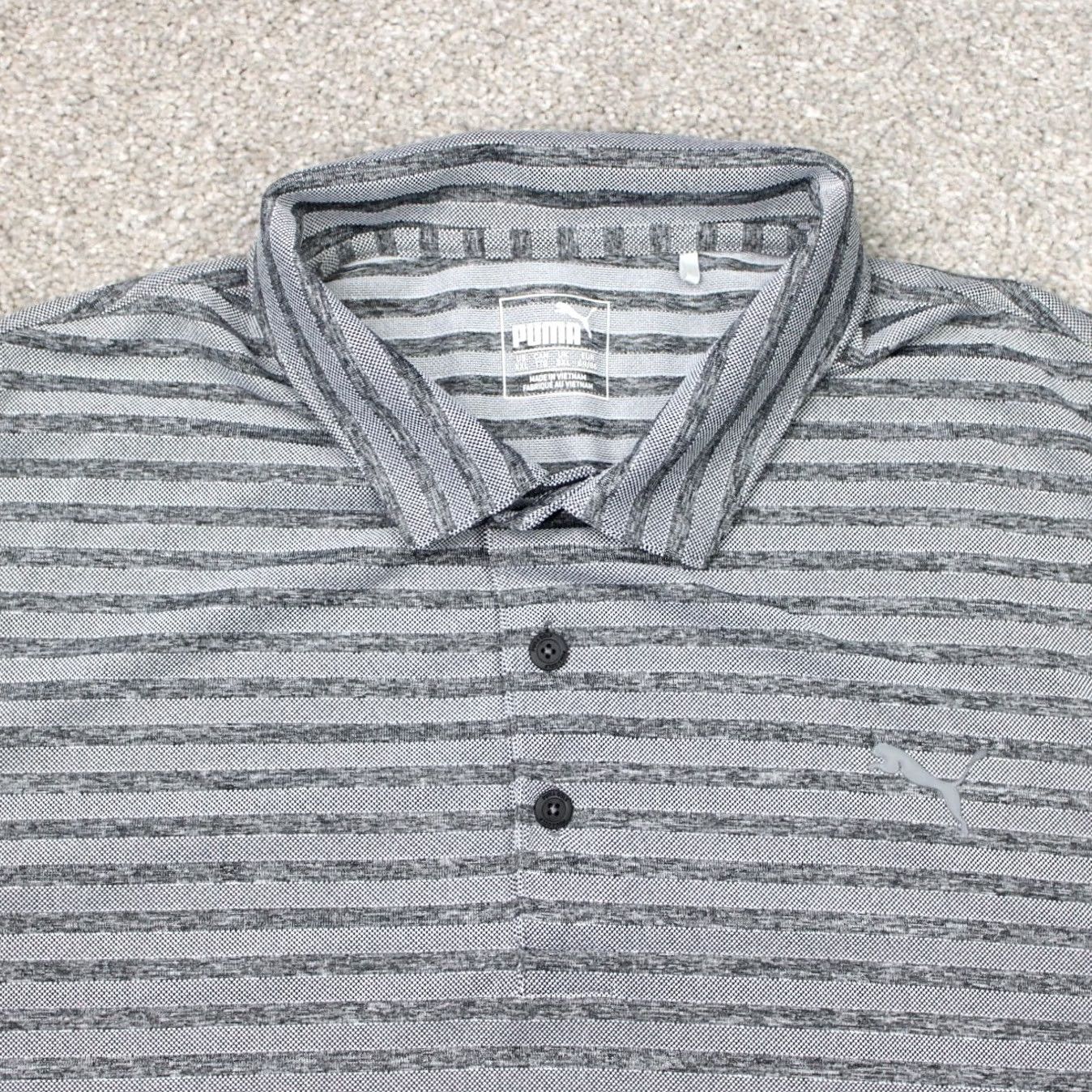 Puma PUMA Polo Shirt Mens 2XL Gray Striped Golf Short Sleeve Stretch Pullover Polo Shirt Mens 2XL Gray Striped Golf Short Sleeve Stretch Pullover Size US XXL / EU 58 / 5 - 4 Thumbnail