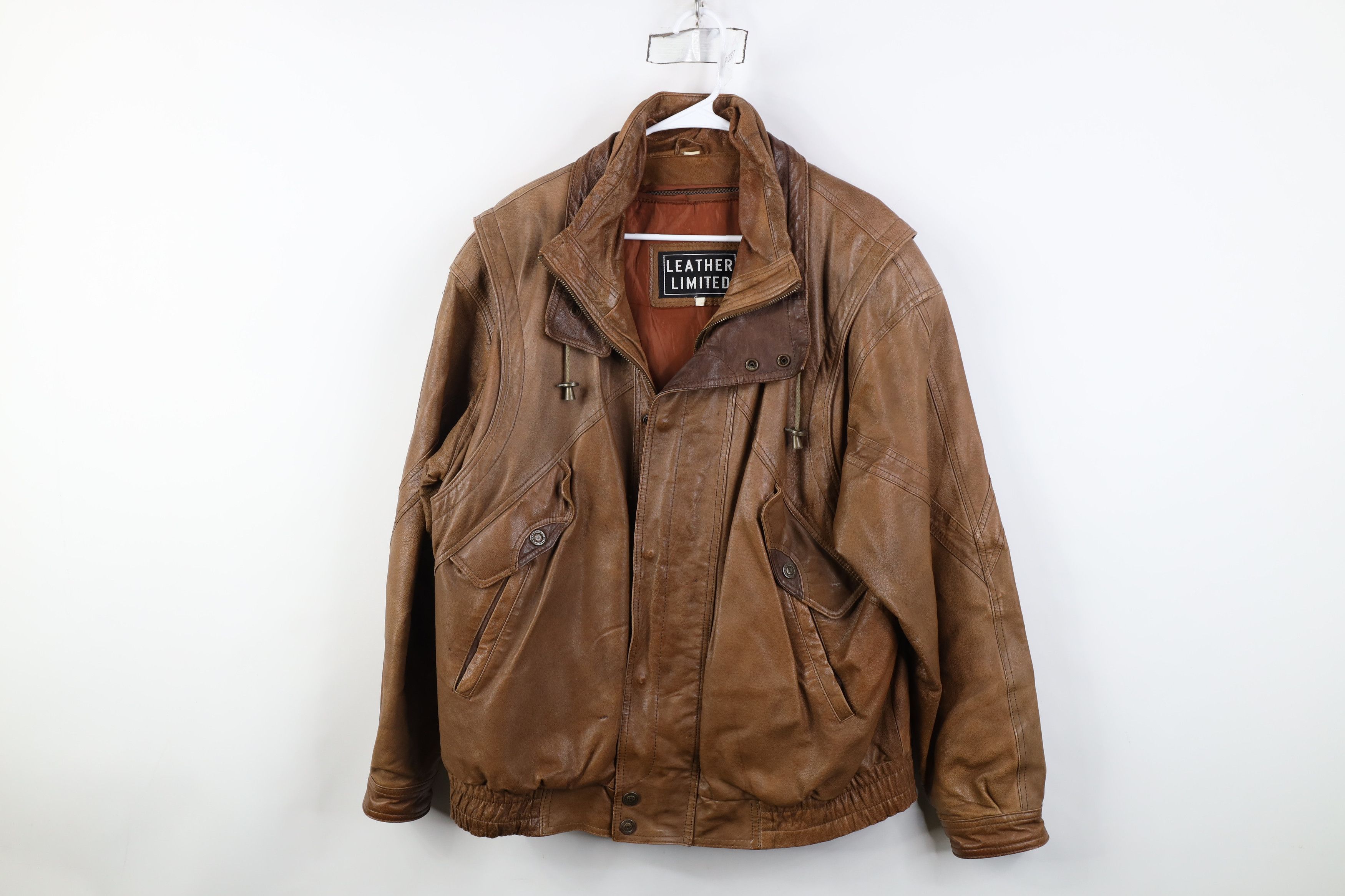 Vintage AS IS Vintage 90s Streetwear Leather Chore Bomber Jacket Size US L / EU 52-54 / 3 - 1 Thumbnail