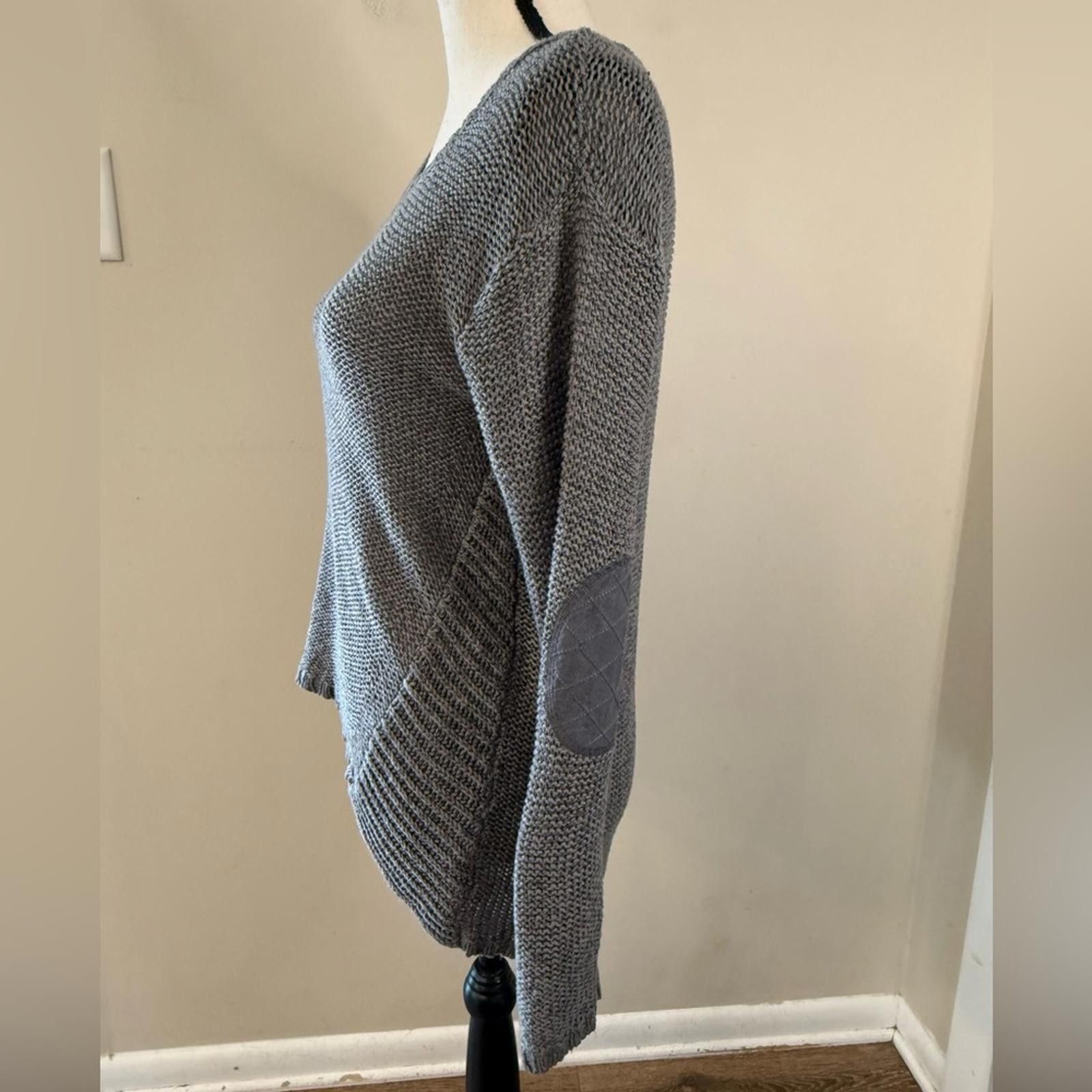 1017 ALYX 9SM Alya gray long sleeve knit sweater elbow patches SZ M Size M / US 6-8 / IT 42-44 - 3 Thumbnail