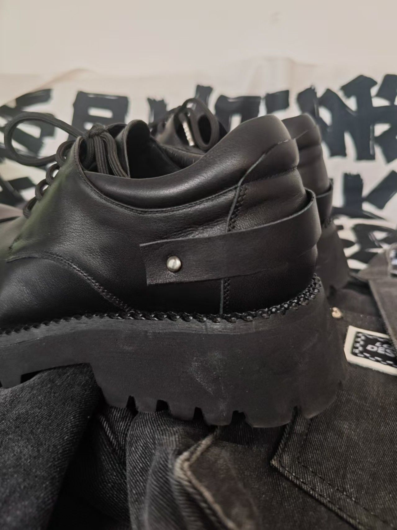 Japanese Brand × Vintage Cowhide Derby Shoes Thick Sole Big Head Shoes Size US 10 / EU 43 - 3 Thumbnail