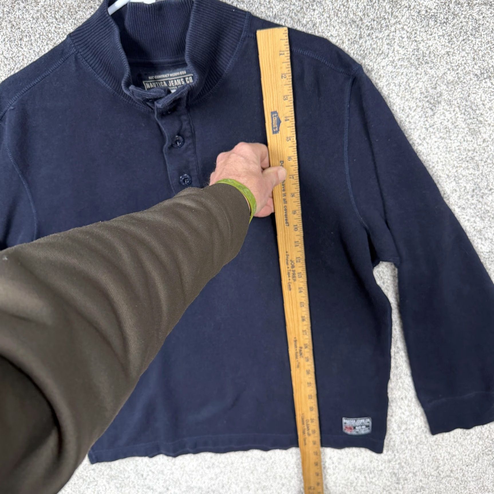 Nautica Nautica Jeans Co Sweater Mens L Blue Henley Mock Neck Pullover Knit Cotton Logo NJC-99 Casual Fall Winter GOLF Walking Mens Size US L / EU 52-54 / 3 - 3 Thumbnail