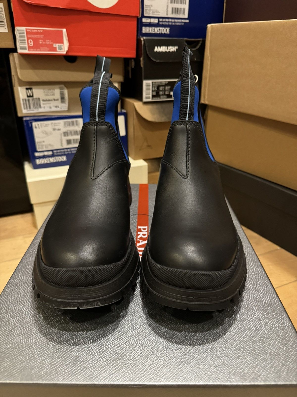 Prada Prada linea rossa black blue brixxen chelsea boot Size US 7 / EU 40 - 5 Thumbnail
