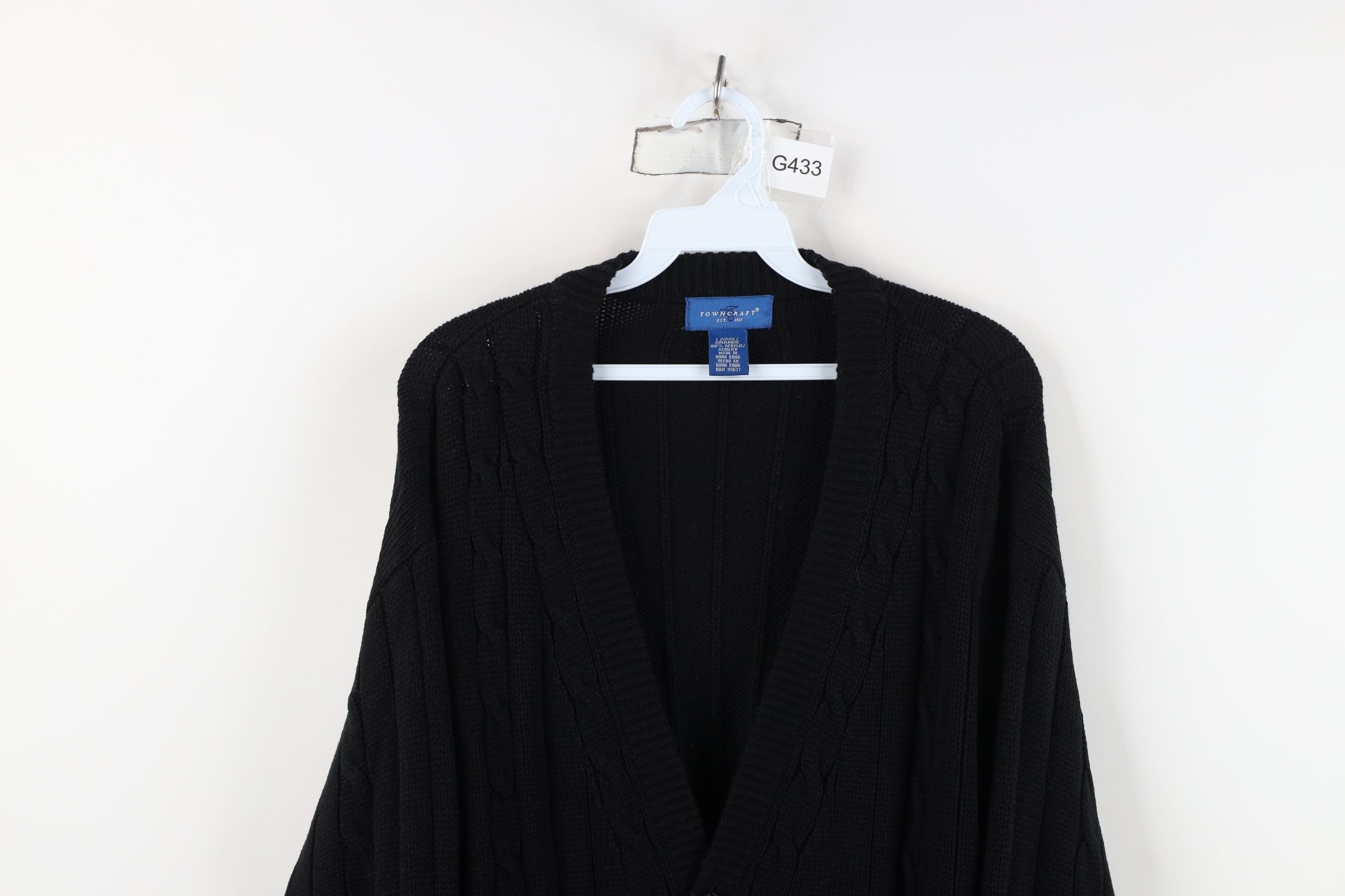 Vintage Vintage 90s Streetwear Cable Knit Cardigan Sweater Black Size US L / EU 52-54 / 3 - 2 Thumbnail
