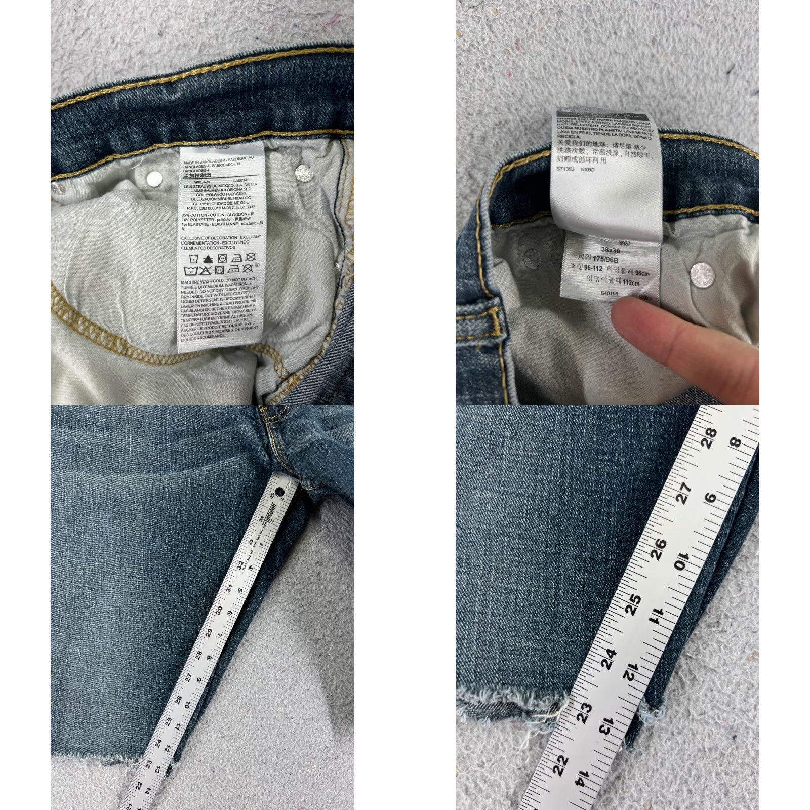Levi's Levis Shorts Mens 38 Blue Cutoff Denim Jean S61 Relaxed Fit Cotton Blend 36x13 Size US 38 / EU 54 - 8 Thumbnail