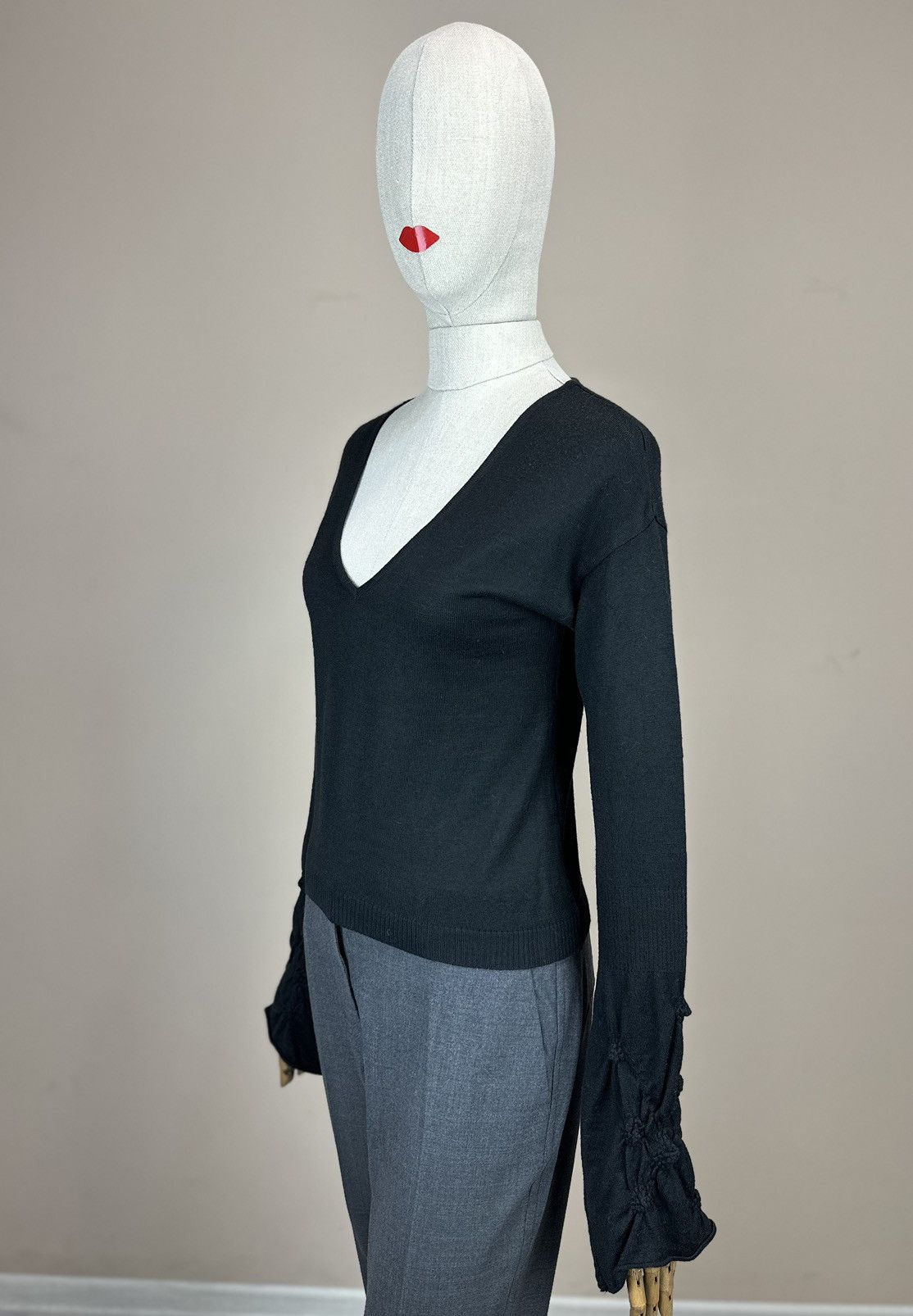 Versace Jeans Couture × Vintage Gianni Versace Jeans Couture vintage black sweater ruffled Size M / US 6-8 / IT 42-44 - 5 Thumbnail