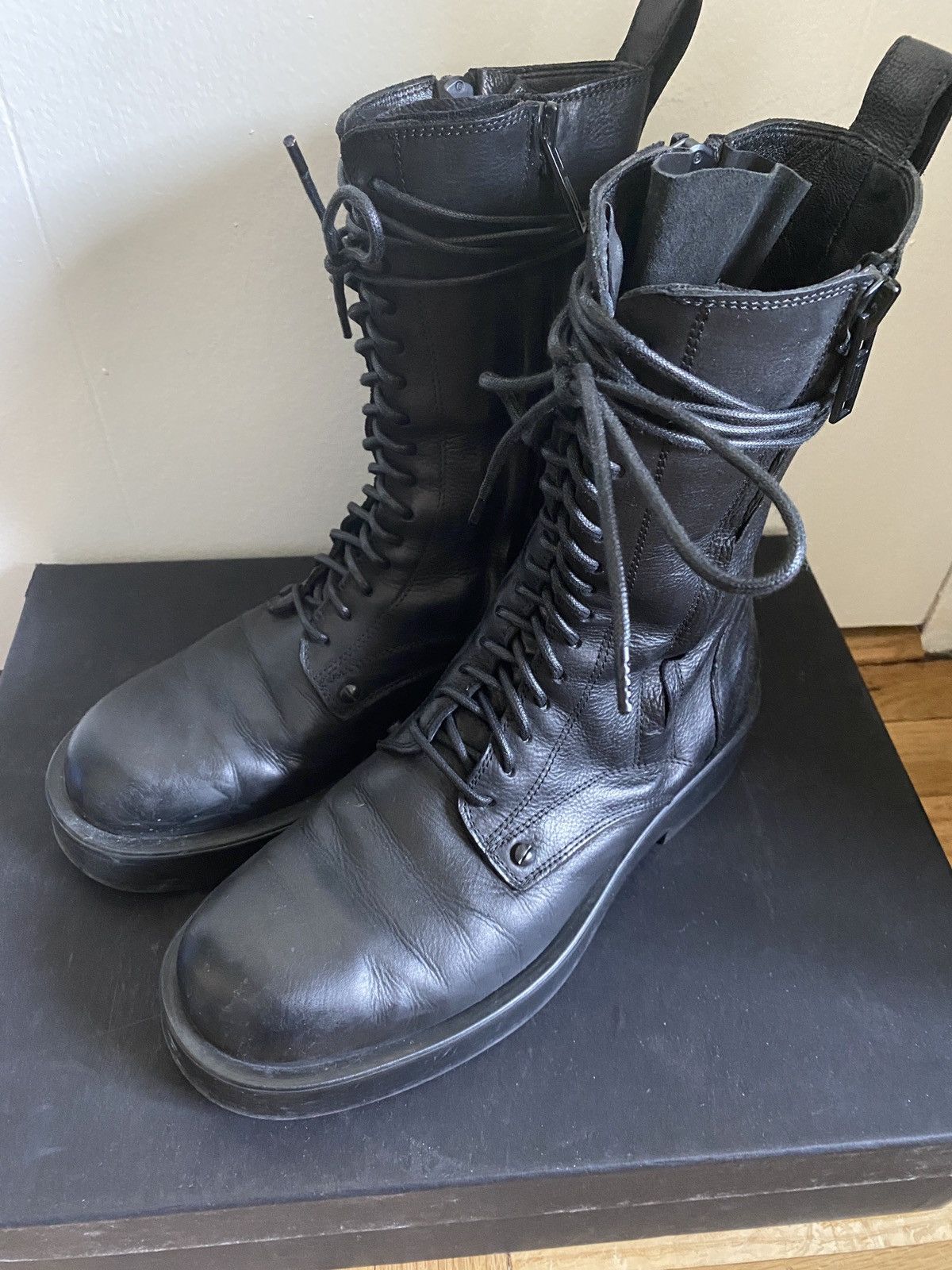 Pre-owned Ann Demeulemeester Maxim Combat Boots Leather 40 Black